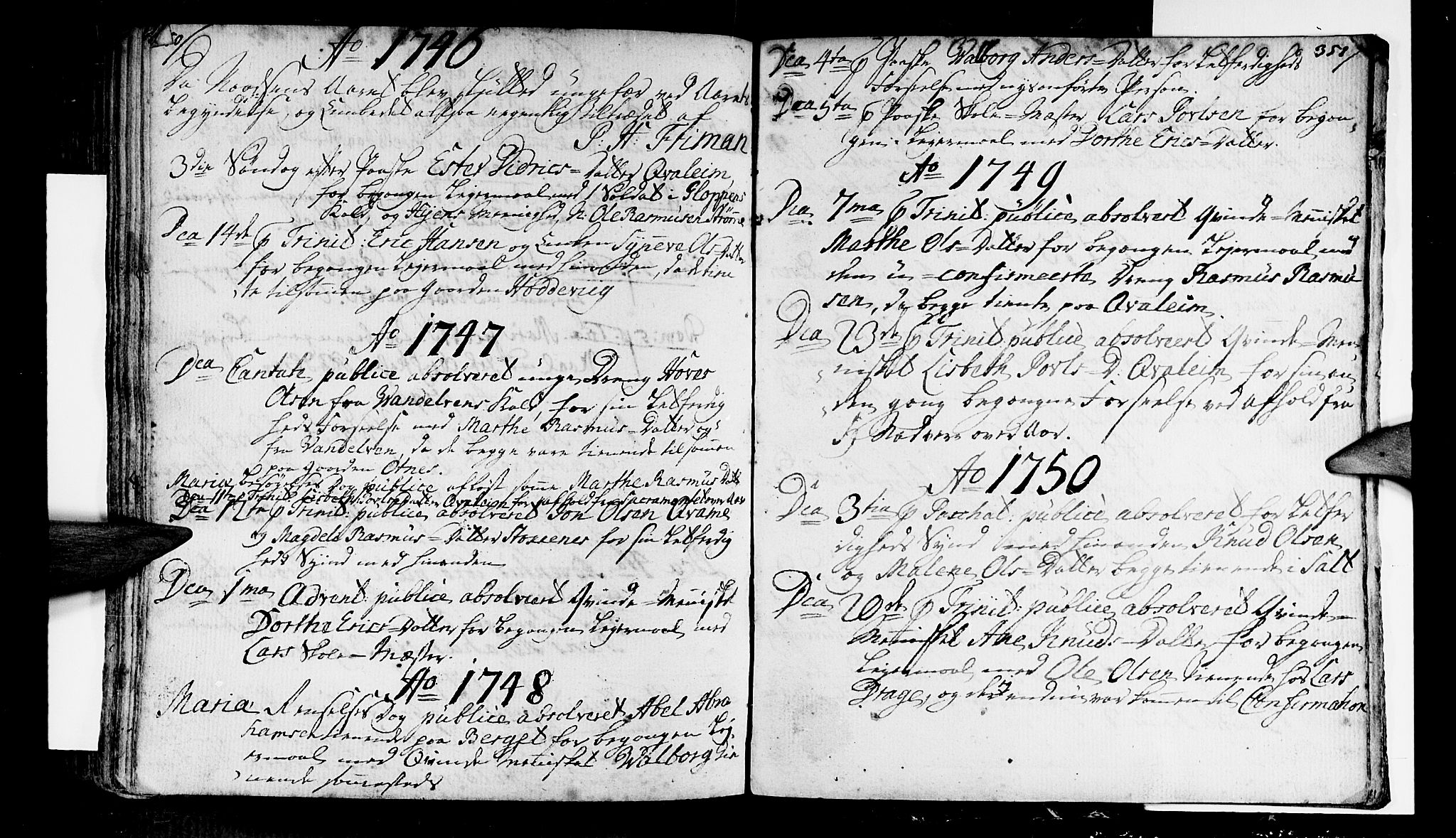Selje sokneprestembete, SAB/A-99938/H/Ha/Haa/Haaa: Parish register (official) no. A 4, 1743-1759, p. 350-351