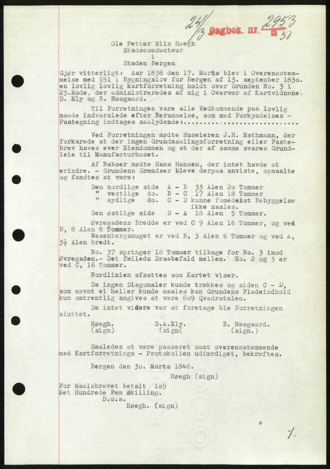 Byfogd og Byskriver i Bergen, AV/SAB-A-3401/03/03Bc/L0032: Mortgage book no. A26, 1950-1950, Diary no: : 2953/1950