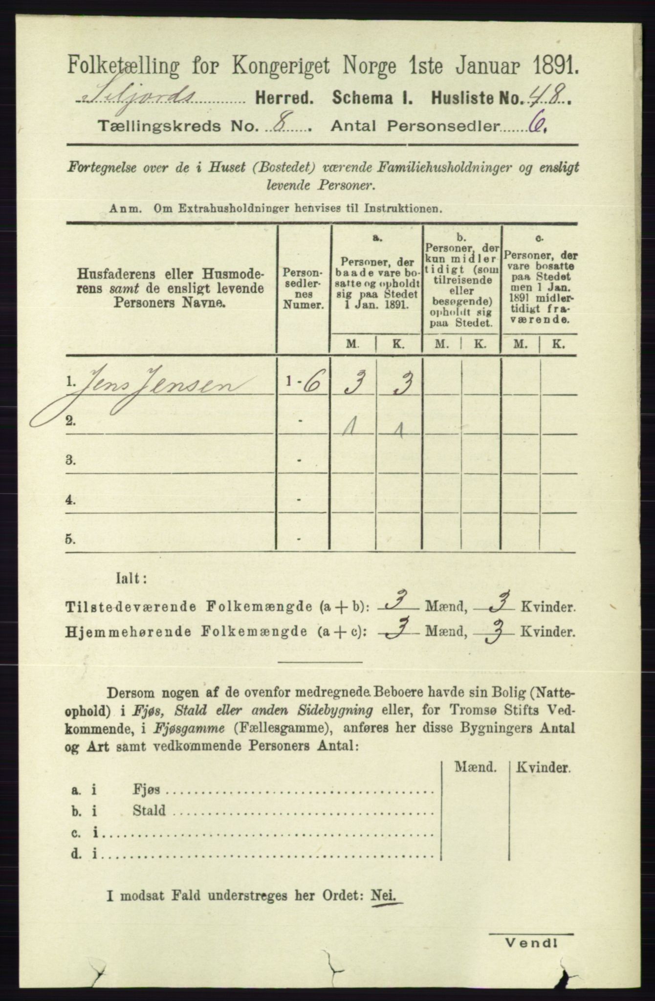 RA, 1891 census for 0828 Seljord, 1891, p. 2871