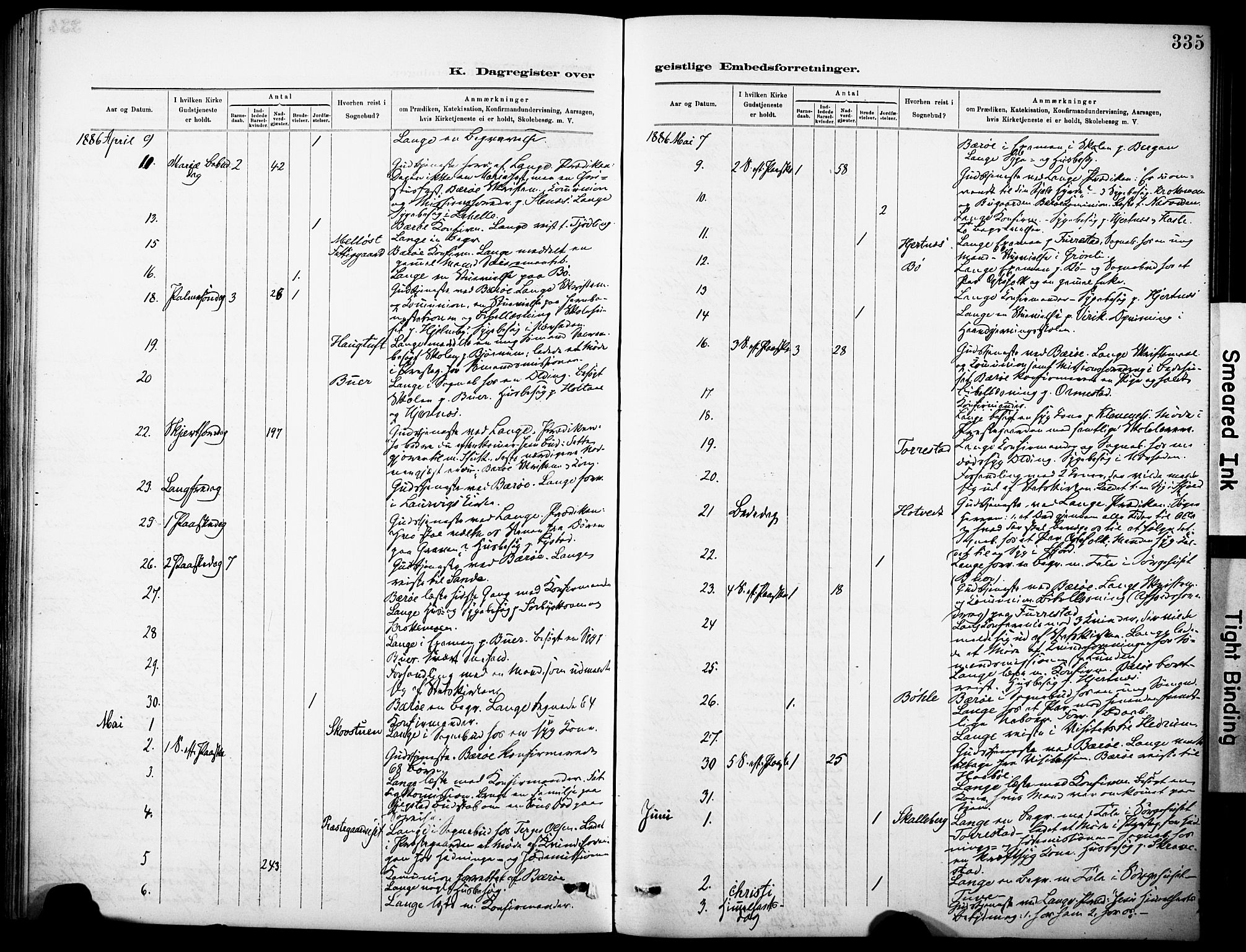 Sandar kirkebøker, AV/SAKO-A-243/F/Fa/L0013: Parish register (official) no. 13, 1883-1895, p. 335