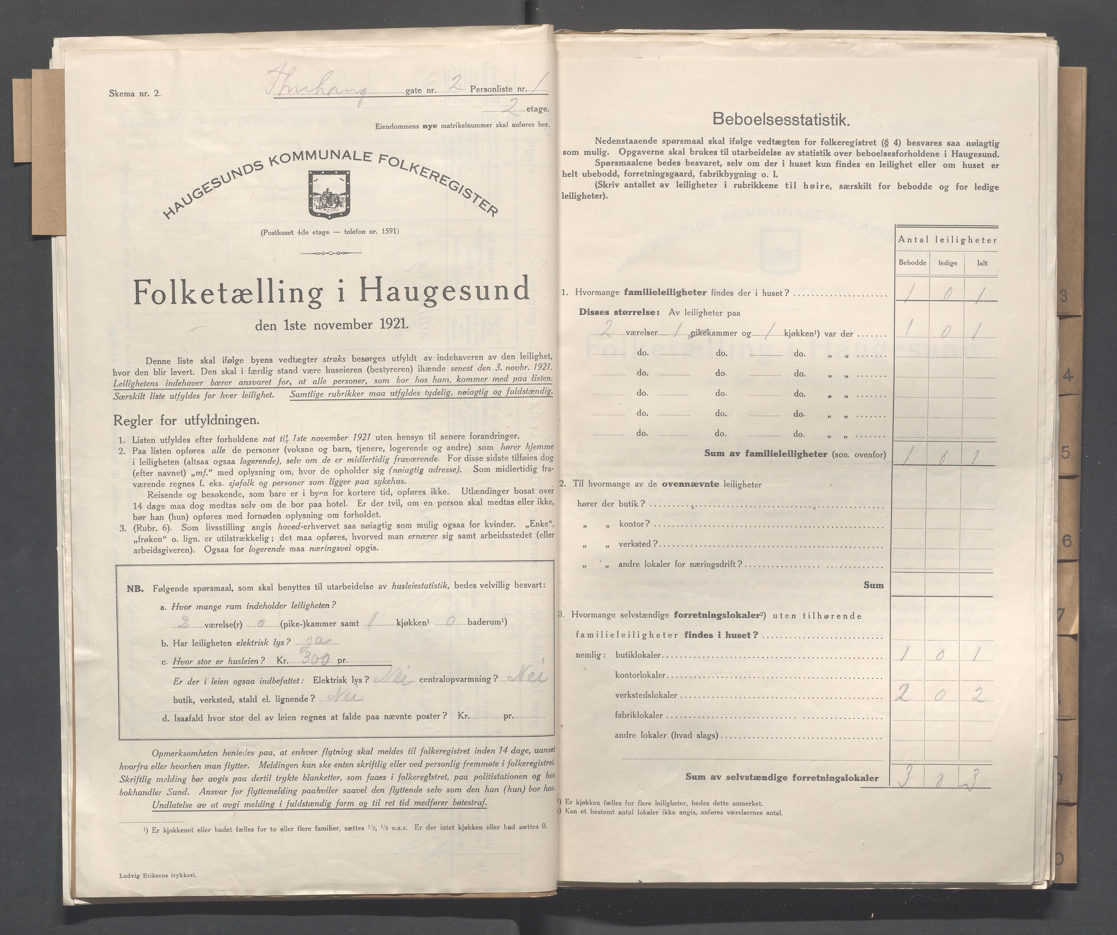 IKAR, Local census 1.11.1921 for Haugesund, 1921, p. 5400