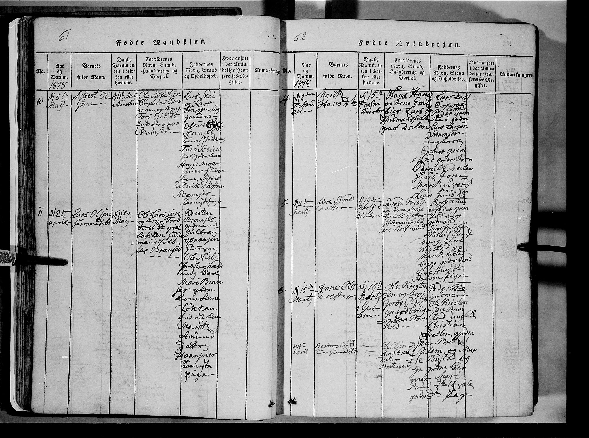 Lom prestekontor, SAH/PREST-070/L/L0003: Parish register (copy) no. 3, 1815-1844, p. 61-62