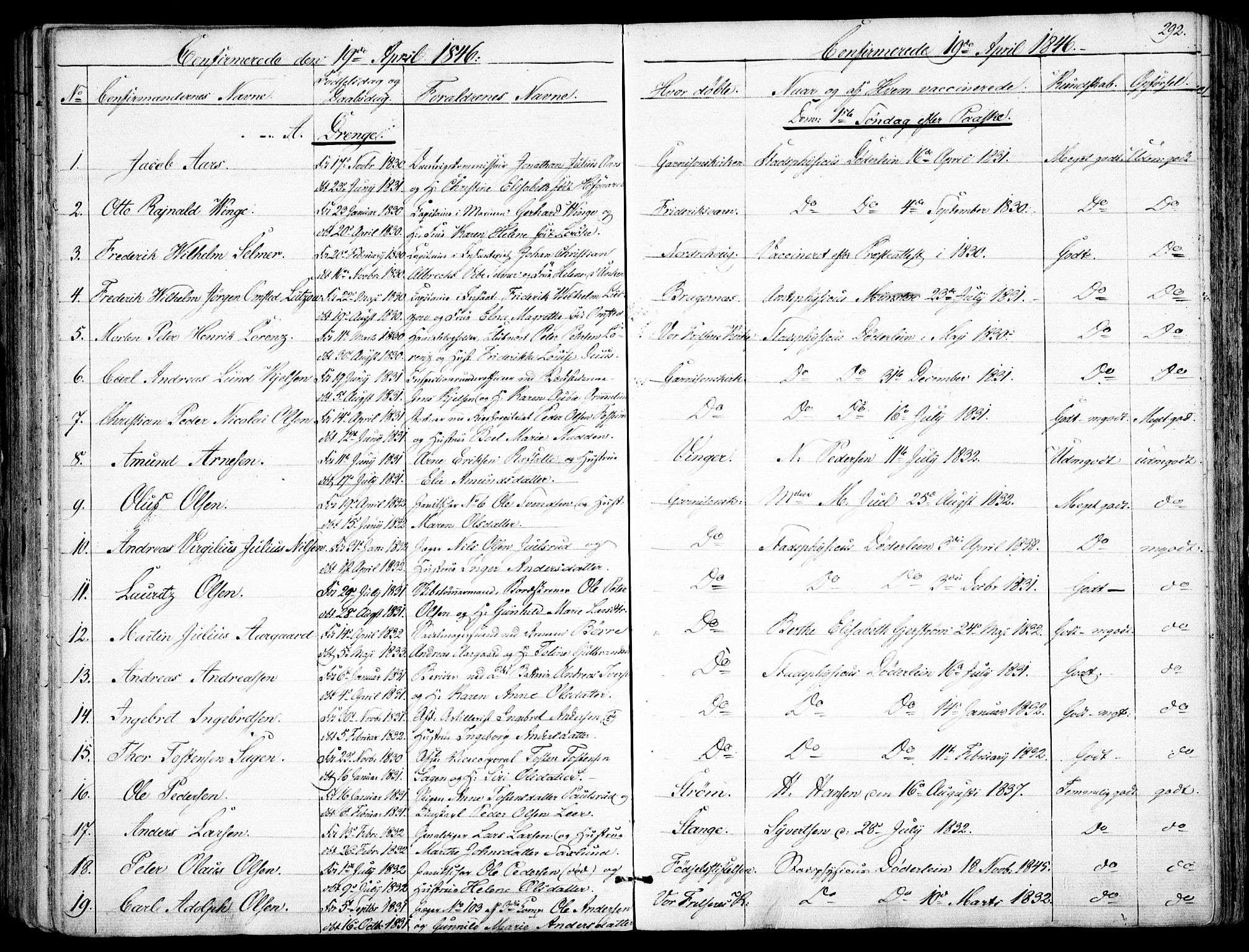 Garnisonsmenigheten Kirkebøker, SAO/A-10846/F/Fa/L0008: Parish register (official) no. 8, 1842-1859, p. 292