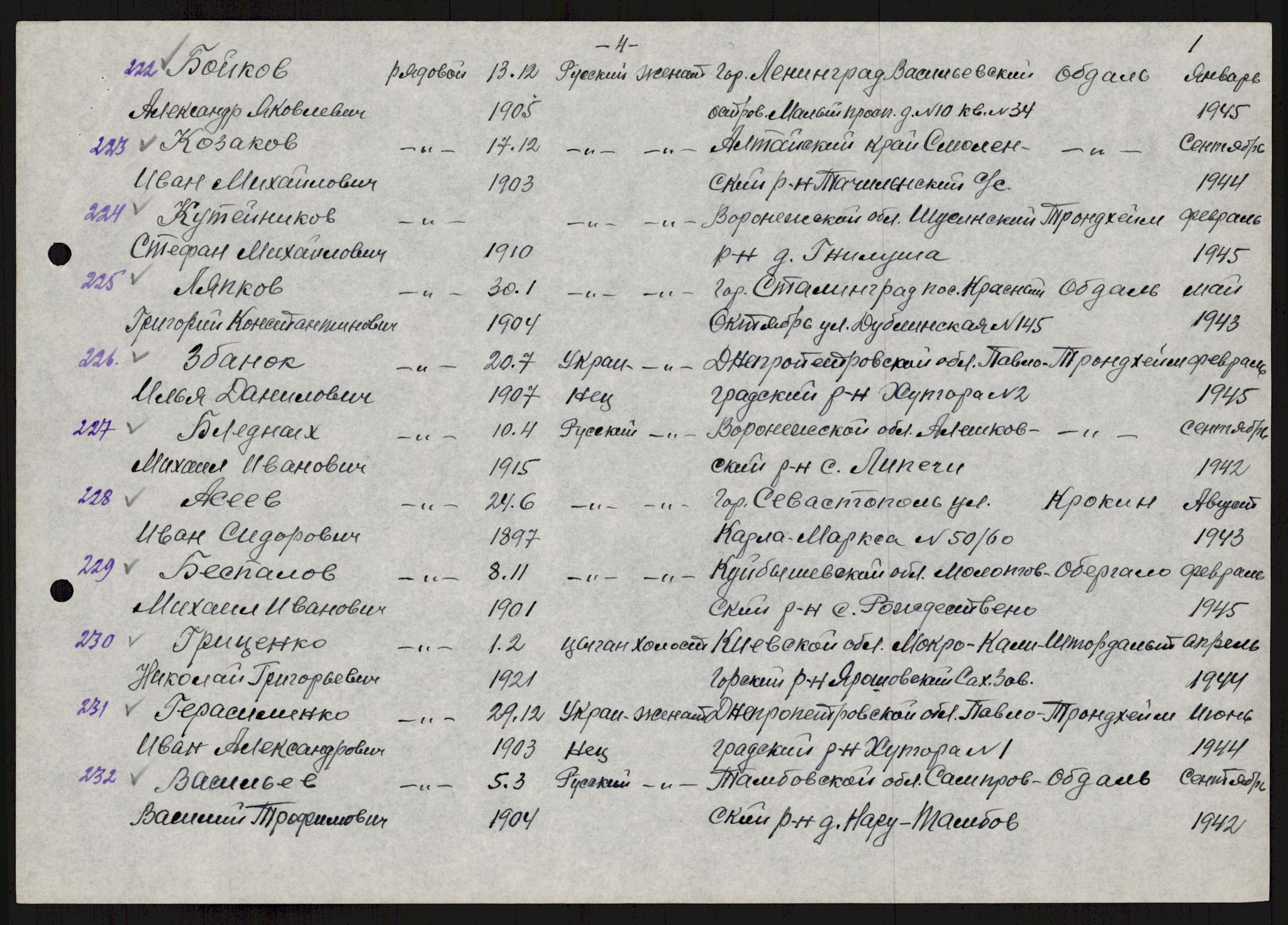 Flyktnings- og fangedirektoratet, Repatrieringskontoret, AV/RA-S-1681/D/Db/L0018: Displaced Persons (DPs) og sivile tyskere, 1945-1948, p. 47