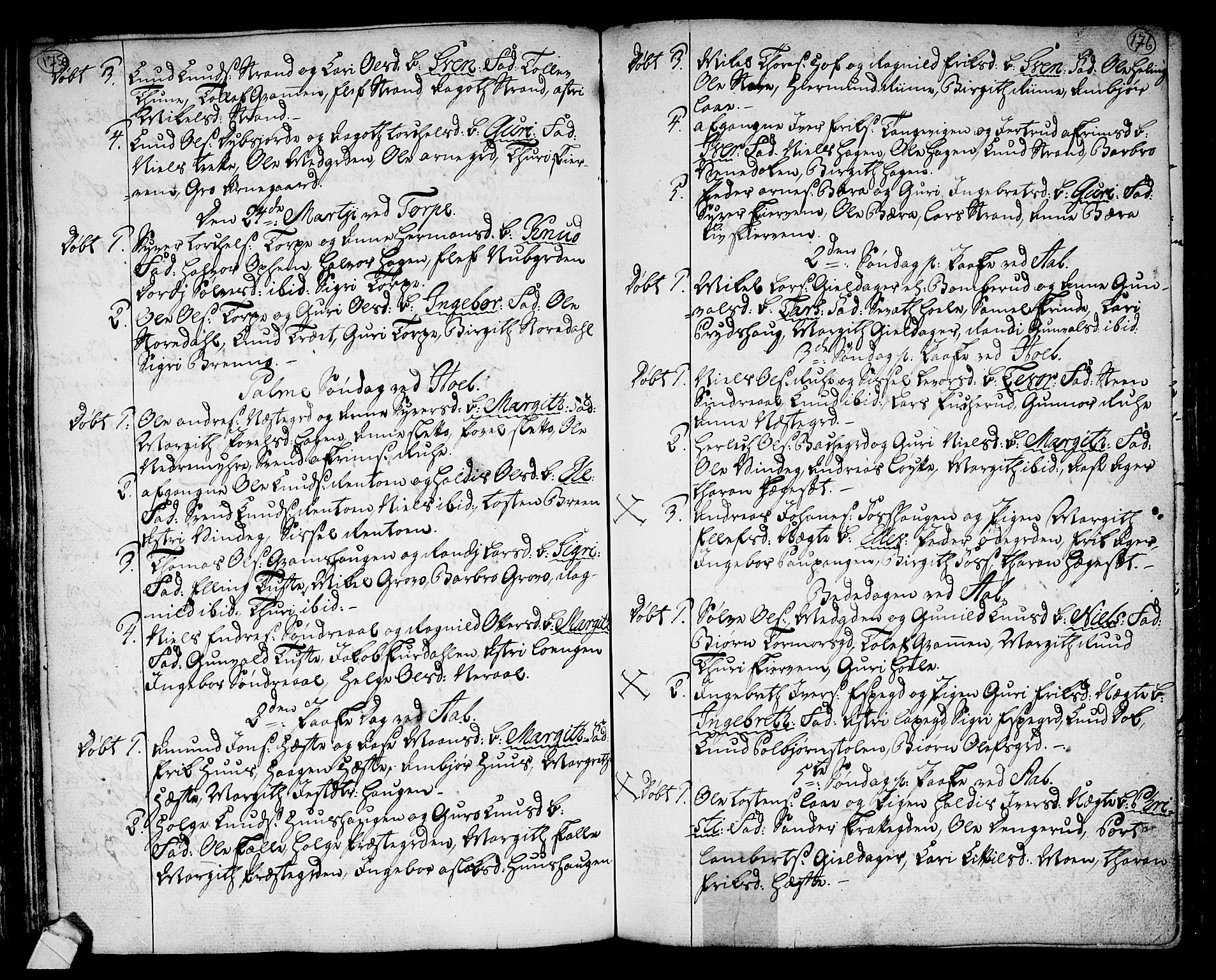 Ål kirkebøker, AV/SAKO-A-249/F/Fa/L0002: Parish register (official) no. I 2, 1771-1806, p. 175-176