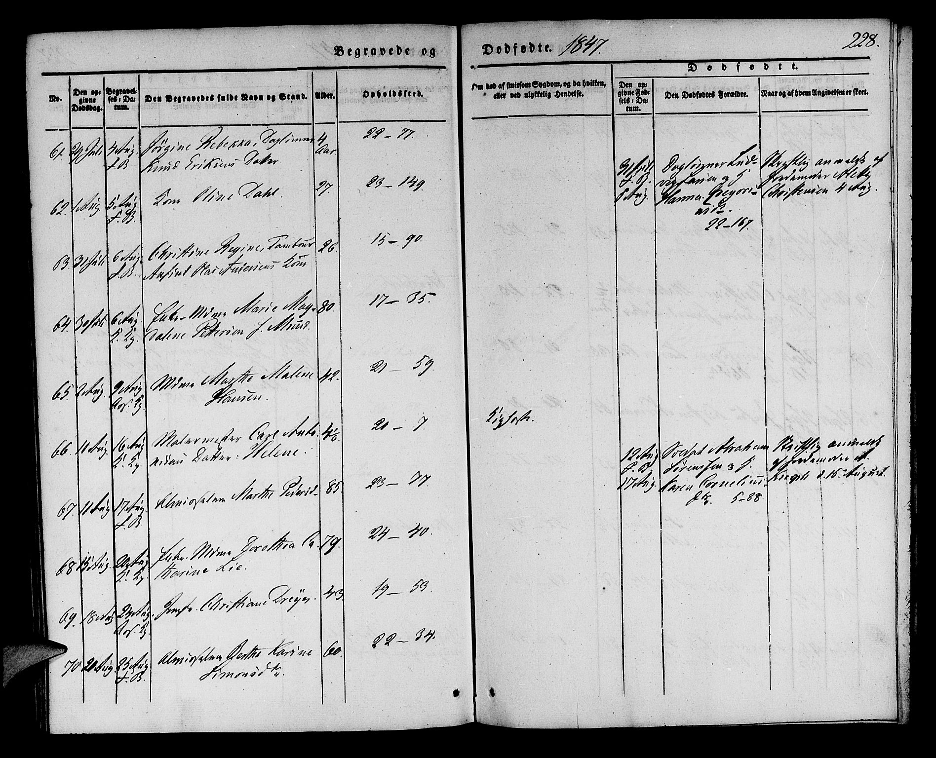 Korskirken sokneprestembete, SAB/A-76101/H/Haa/L0043: Parish register (official) no. E 1, 1834-1848, p. 228