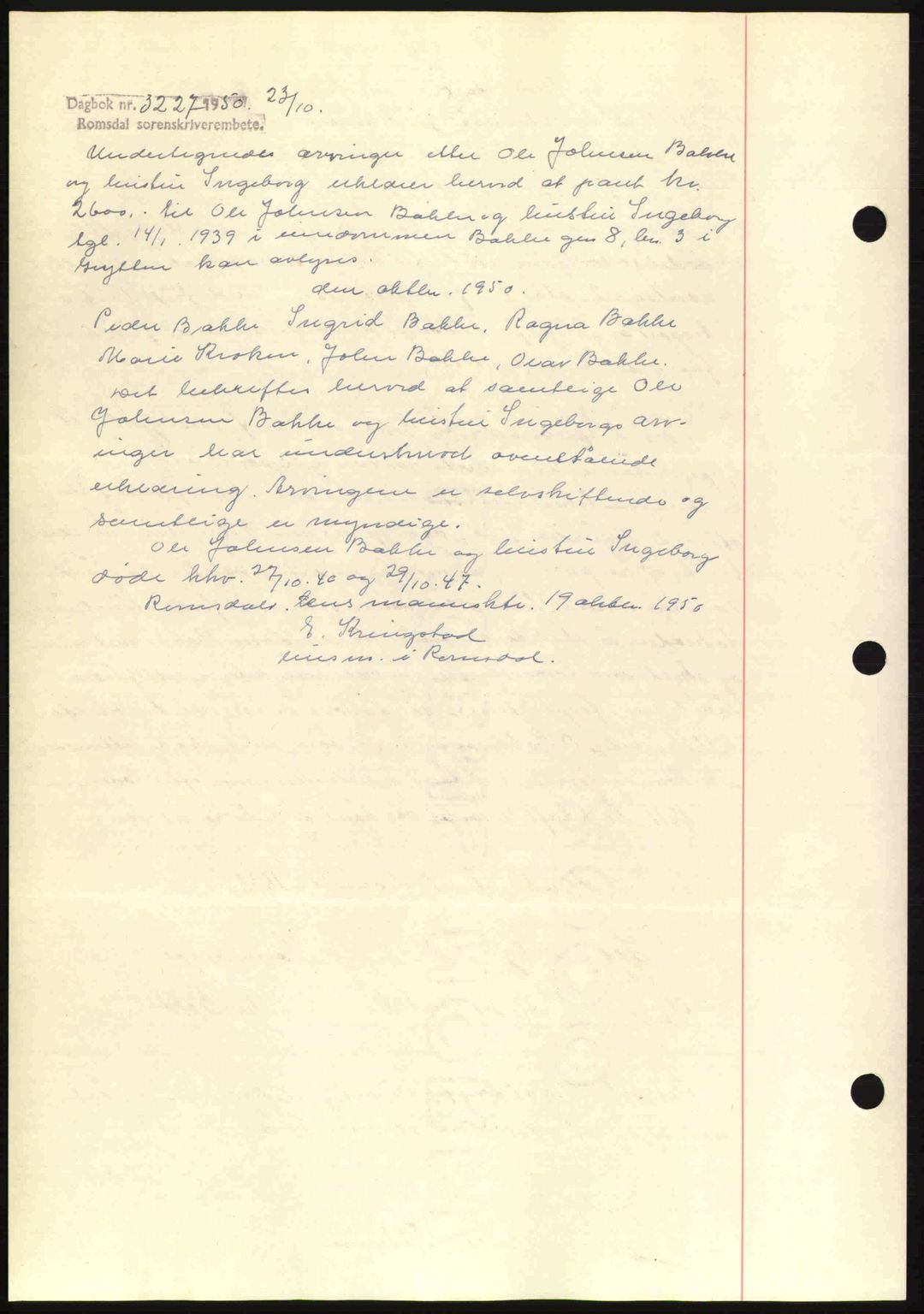 Romsdal sorenskriveri, AV/SAT-A-4149/1/2/2C: Mortgage book no. A6, 1938-1939, Diary no: : 3227/1939