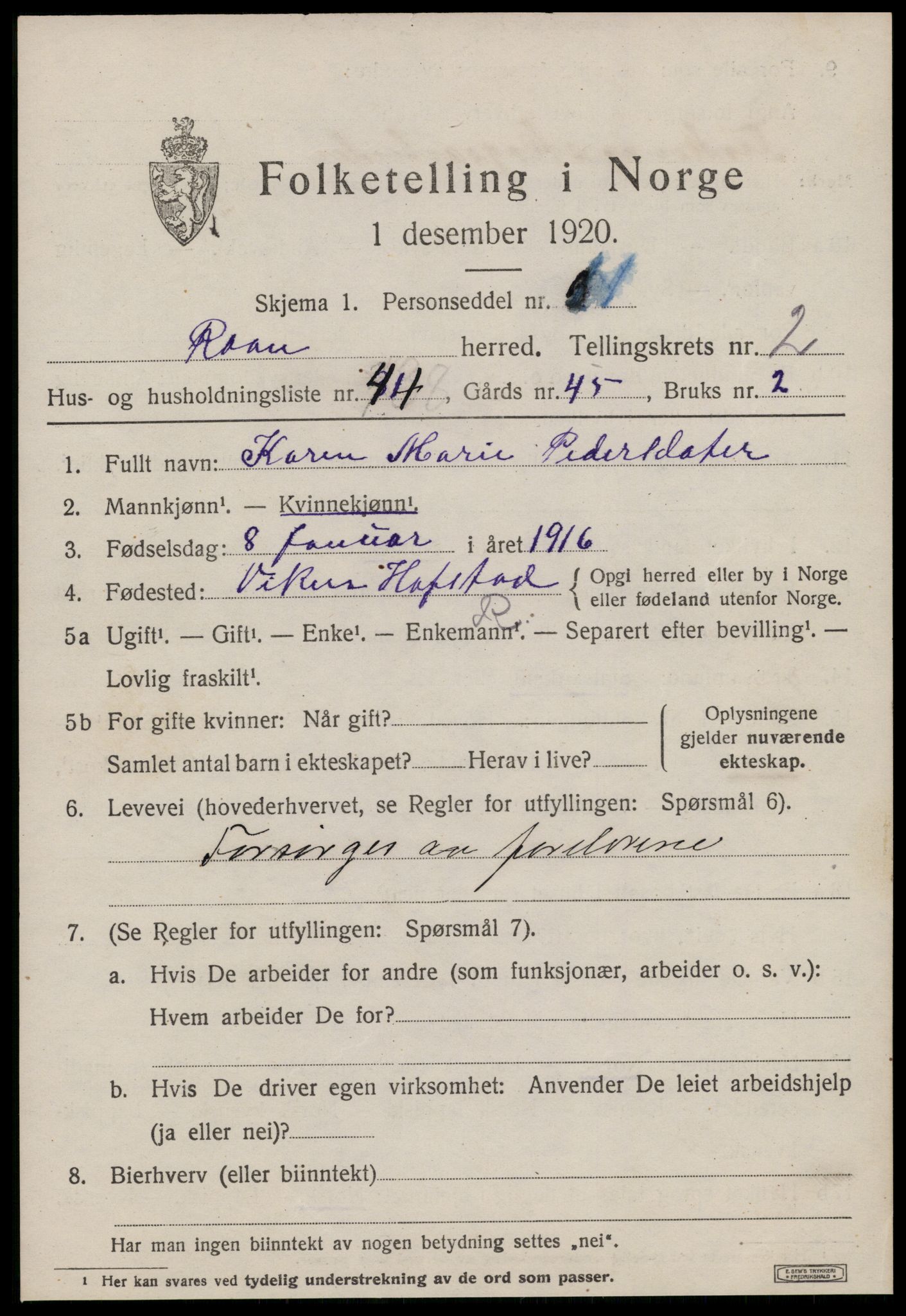 SAT, 1920 census for Roan, 1920, p. 2249