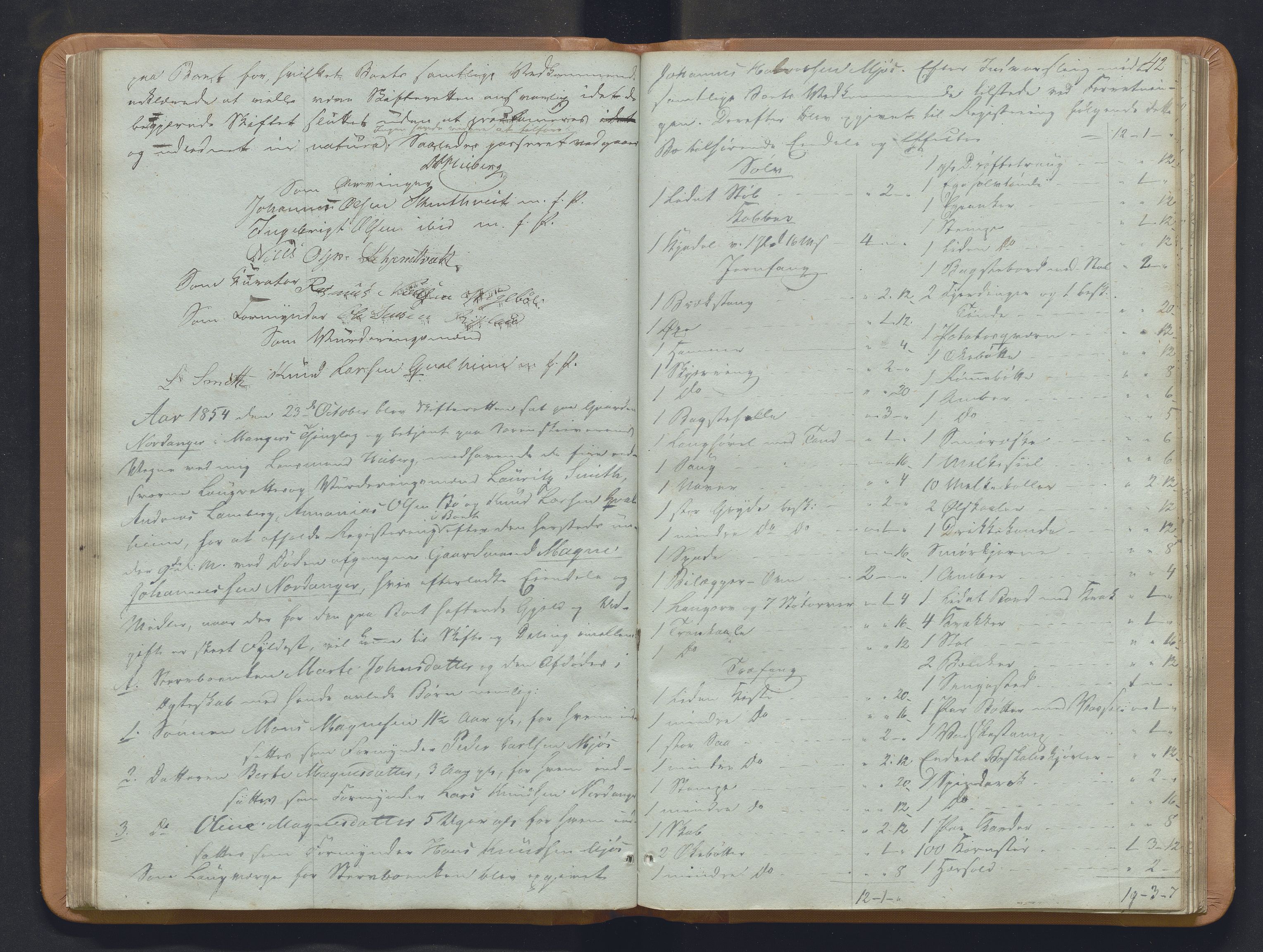 Nordhordland sorenskrivar, SAB/A-2901/1/H/Hb/L0018: Registreringsprotokollar, 1853-1856, p. 42