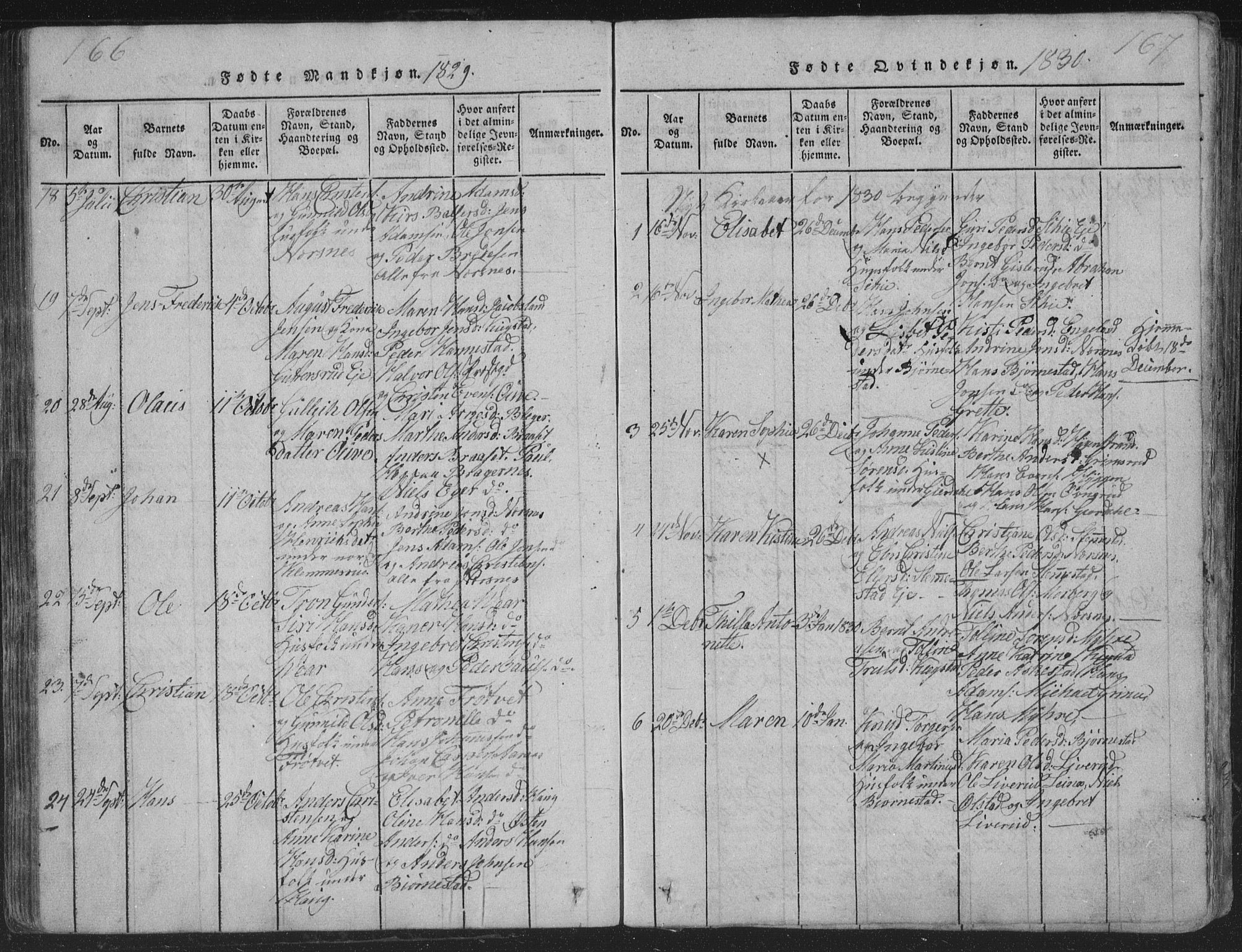 Røyken kirkebøker, AV/SAKO-A-241/G/Ga/L0003: Parish register (copy) no. 3, 1814-1856, p. 166-167