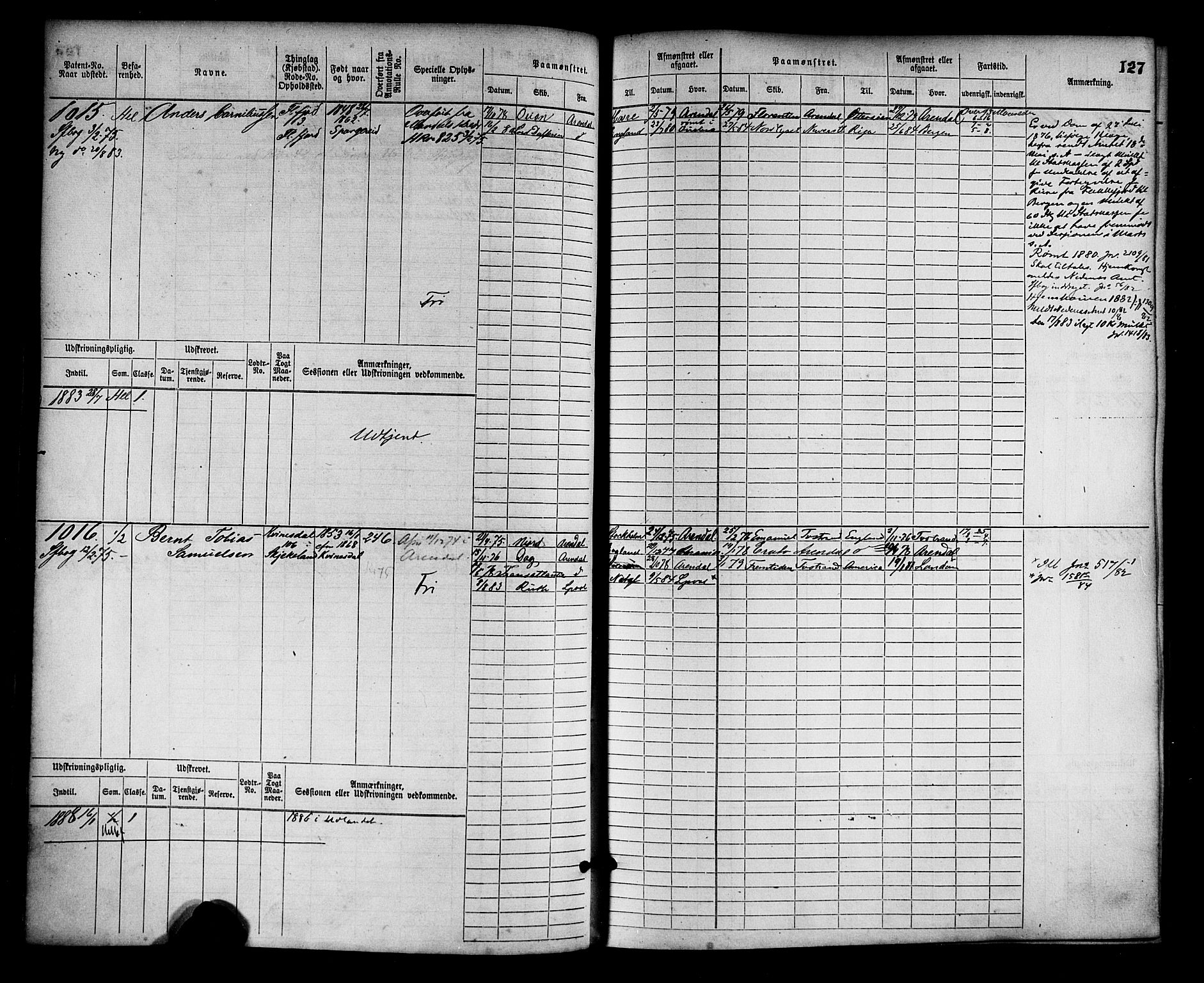 Flekkefjord mønstringskrets, SAK/2031-0018/F/Fb/L0002: Hovedrulle nr 765-1514, N-5, 1868-1900, p. 129