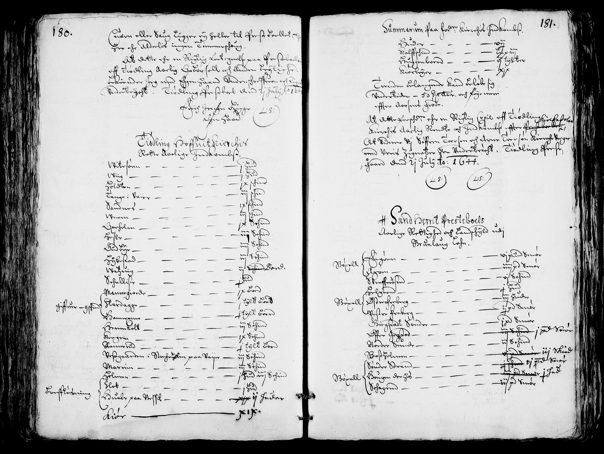 Rentekammeret inntil 1814, Realistisk ordnet avdeling, RA/EA-4070/Fc/Fca/L0001/0004: [Ca I]  Akershus stift / Jordebok over kirkene og prestebolene i Oslo og Hamar stift, 1664, p. 180-181