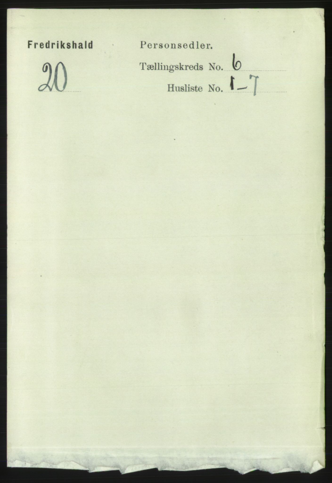 RA, 1891 census for 0101 Fredrikshald, 1891, p. 4462