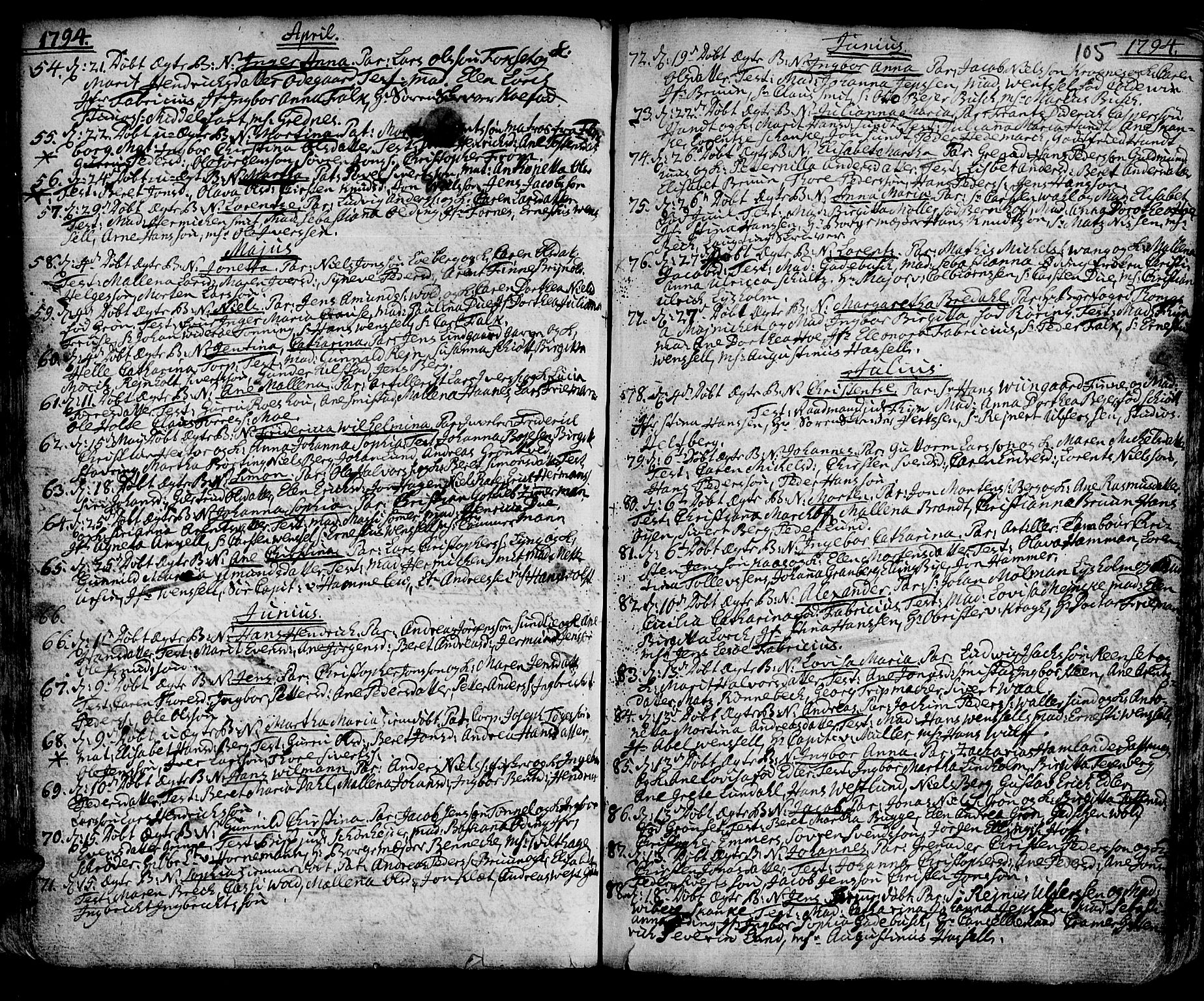 Ministerialprotokoller, klokkerbøker og fødselsregistre - Sør-Trøndelag, SAT/A-1456/601/L0039: Parish register (official) no. 601A07, 1770-1819, p. 105