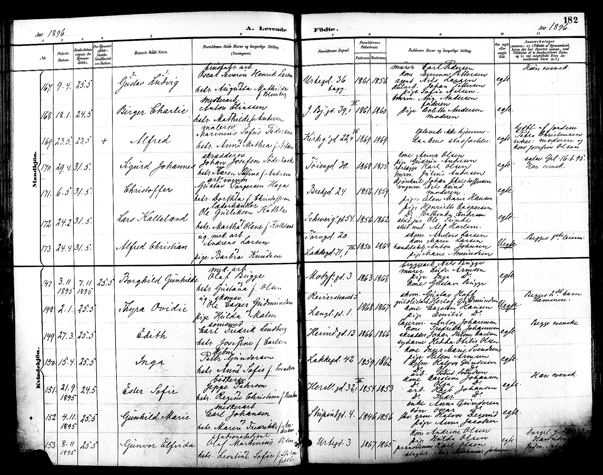Grønland prestekontor Kirkebøker, SAO/A-10848/F/Fa/L0012: Parish register (official) no. 12, 1893-1900, p. 182