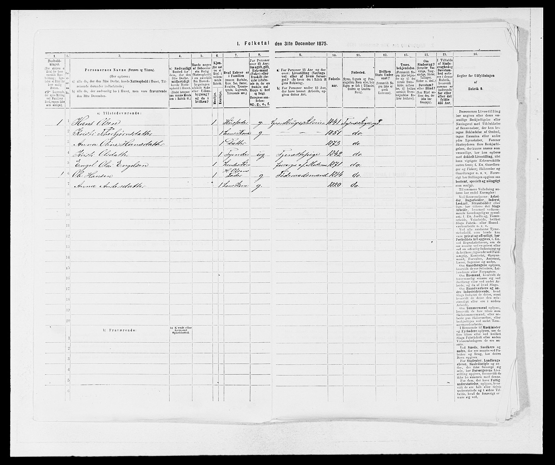 SAB, 1875 census for 1223P Tysnes, 1875, p. 647