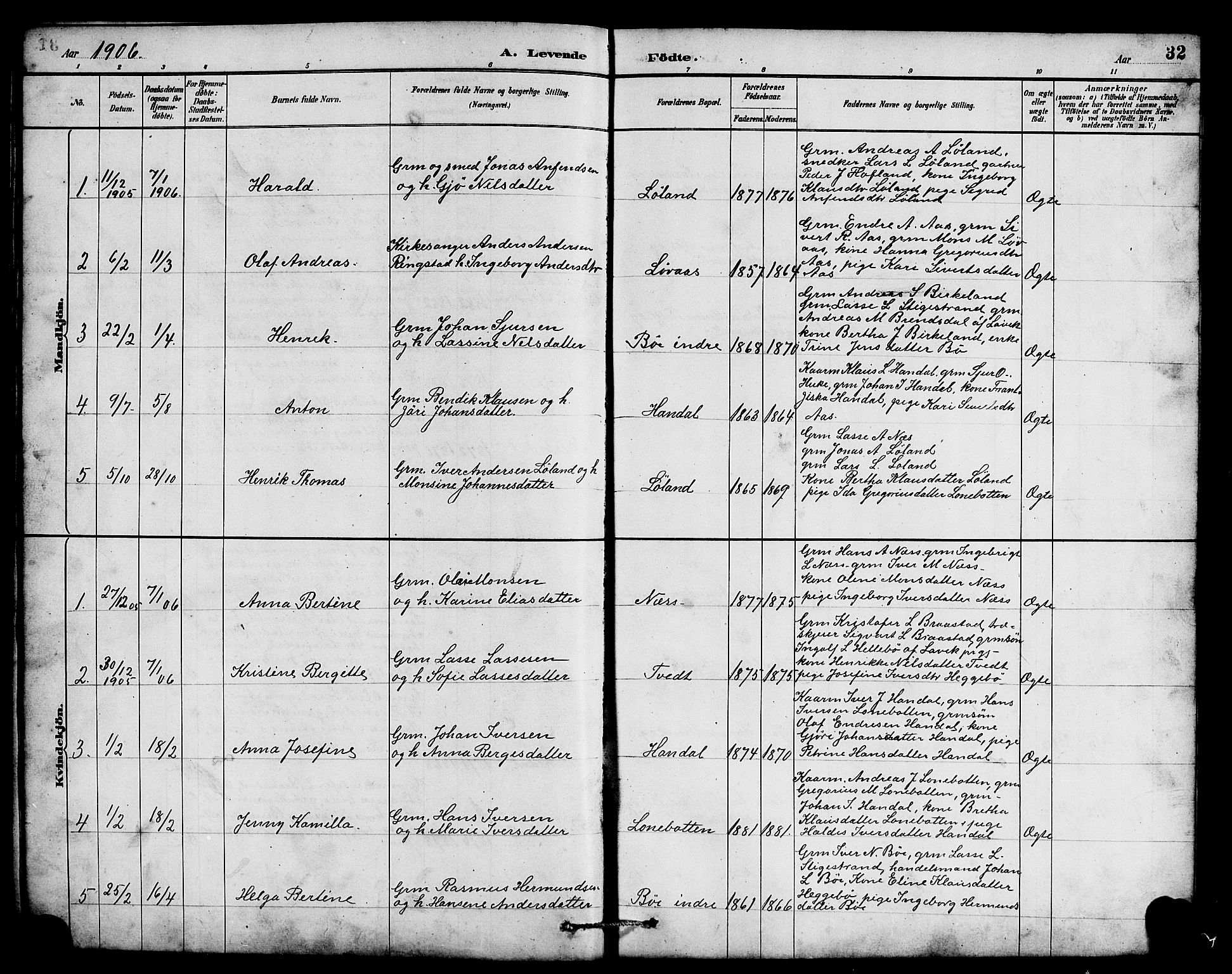 Hyllestad sokneprestembete, AV/SAB-A-80401: Parish register (copy) no. B 2, 1889-1915, p. 32