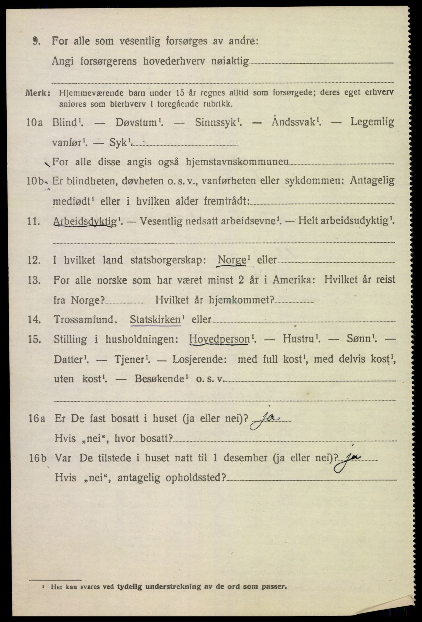 SAK, 1920 census for Bykle, 1920, p. 218