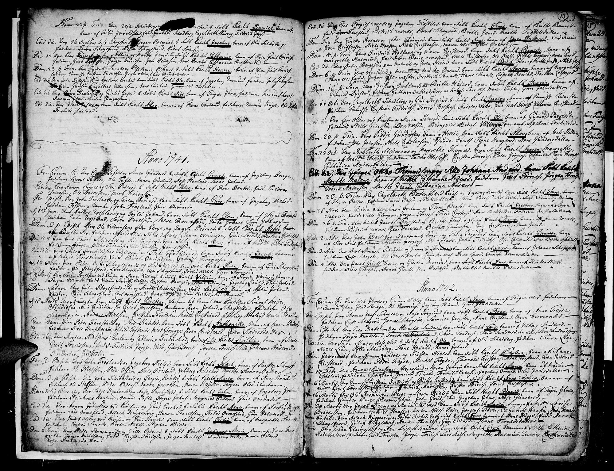 Mandal sokneprestkontor, SAK/1111-0030/F/Fa/Faa/L0001: Parish register (official) no. A 1, 1729-1748, p. 13