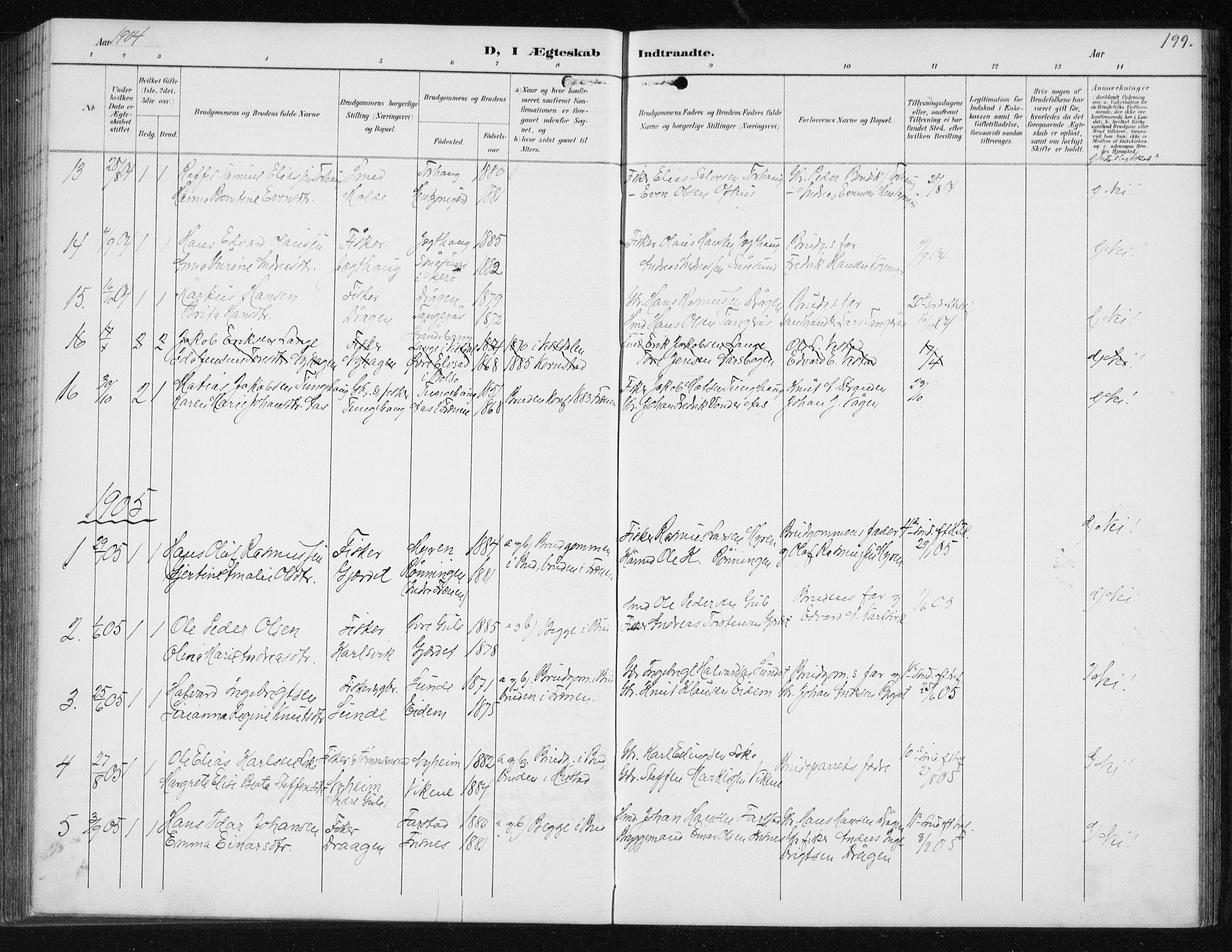 Ministerialprotokoller, klokkerbøker og fødselsregistre - Møre og Romsdal, AV/SAT-A-1454/566/L0773: Parish register (copy) no. 566C02, 1892-1909, p. 199