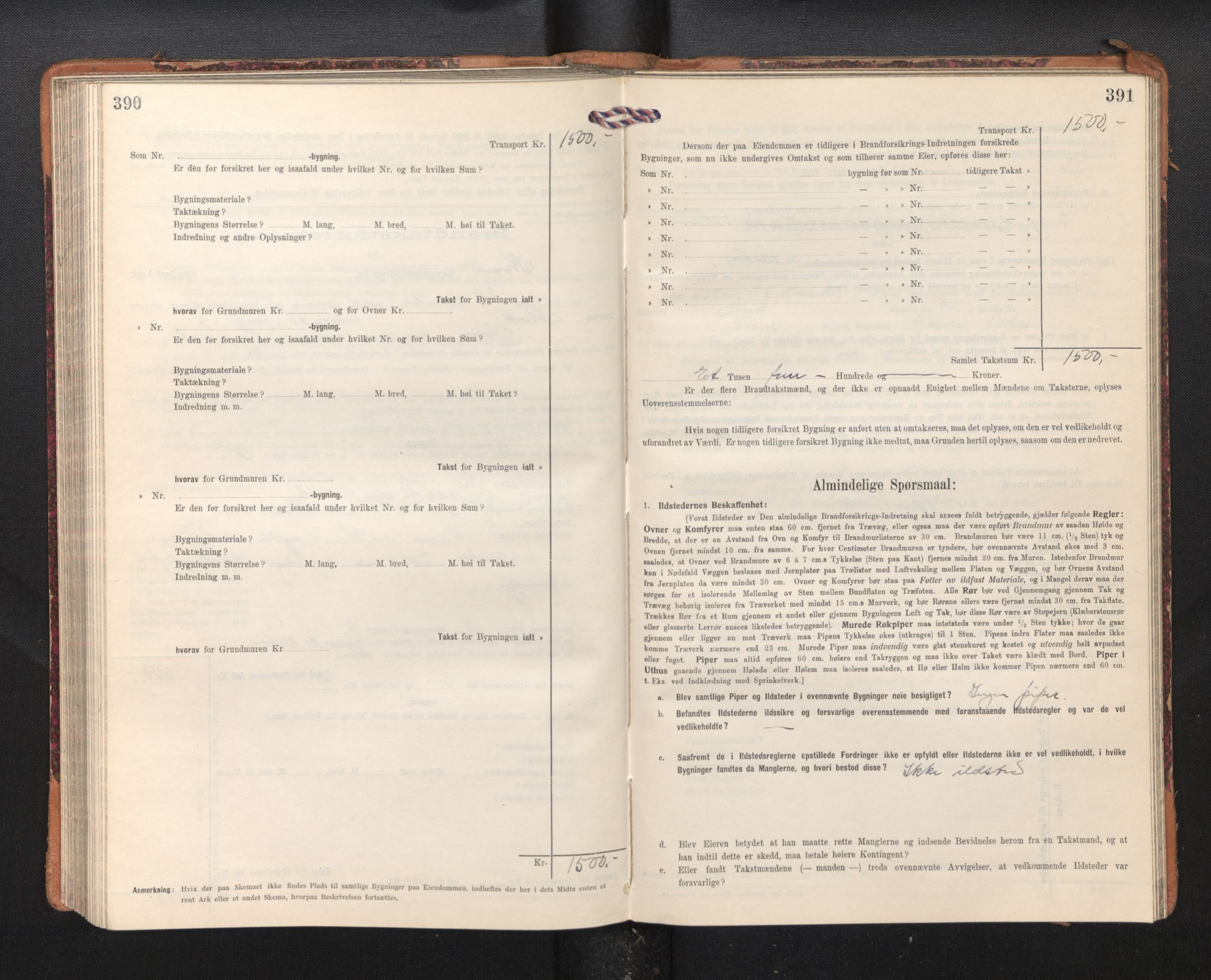Lensmannen i Kvam, SAB/A-33201/0012/L0006: Branntakstprotokoll, skjematakst, 1913-1955, p. 390-391