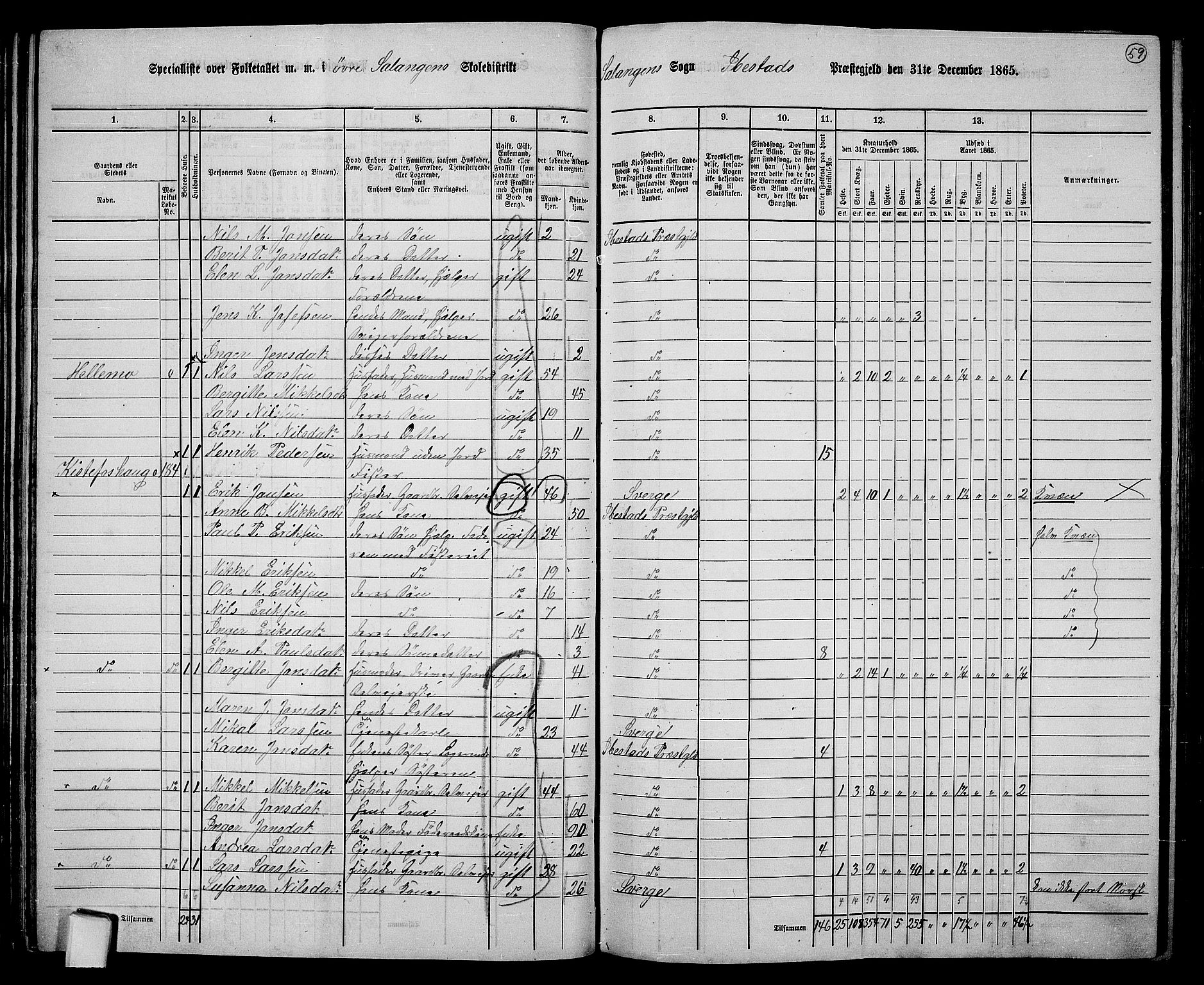 RA, 1865 census for Ibestad, 1865, p. 58