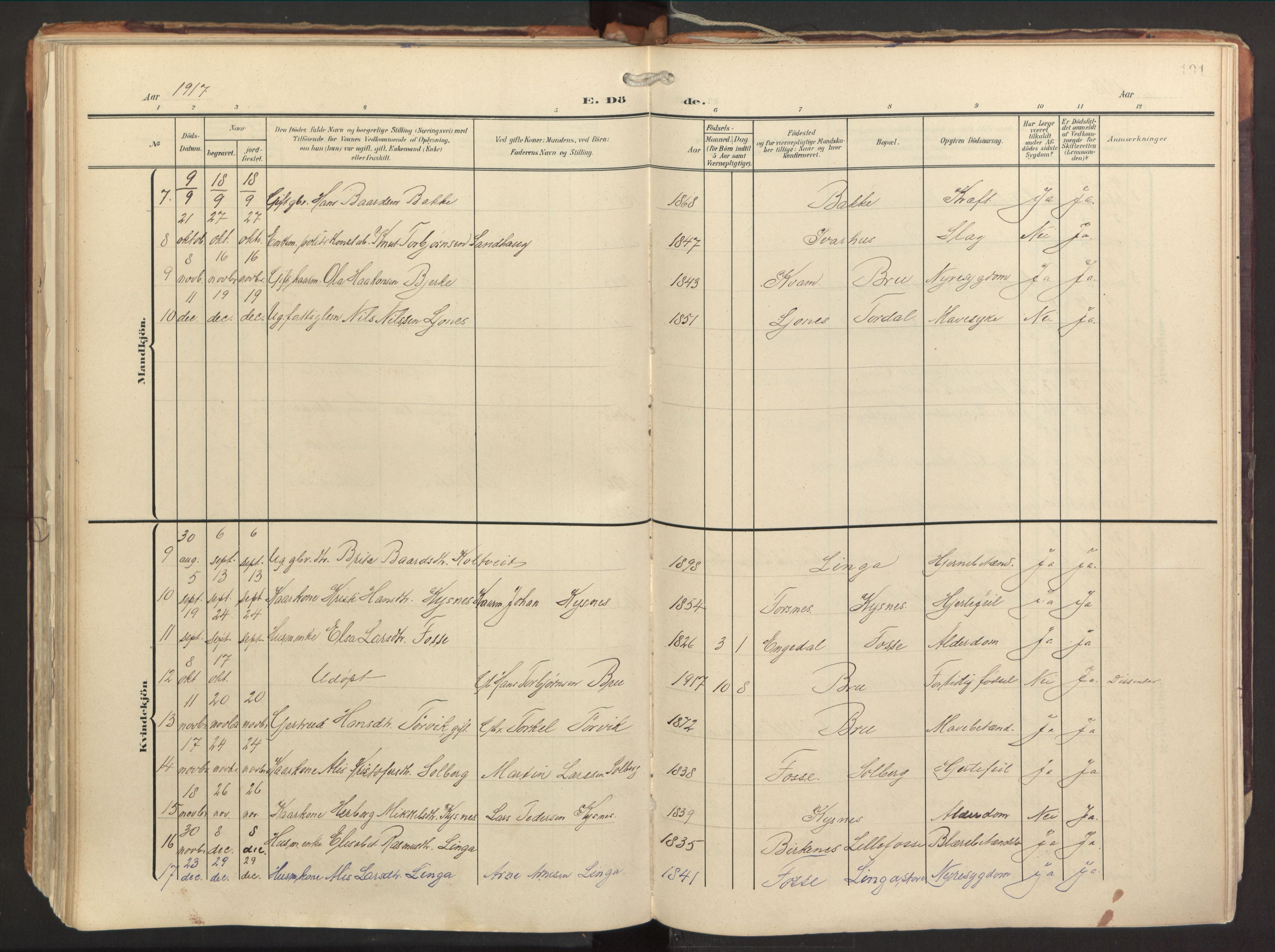 Strandebarm sokneprestembete, AV/SAB-A-78401/H/Haa: Parish register (official) no. B 2, 1909-1941, p. 191