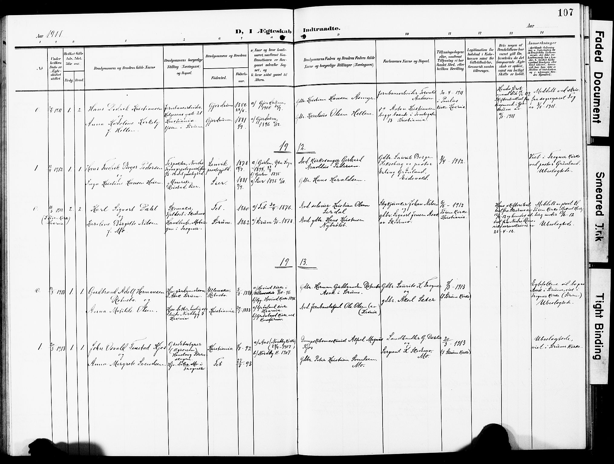 Sørum prestekontor Kirkebøker, AV/SAO-A-10303/G/Gb/L0001: Parish register (copy) no. II 1, 1907-1929, p. 107