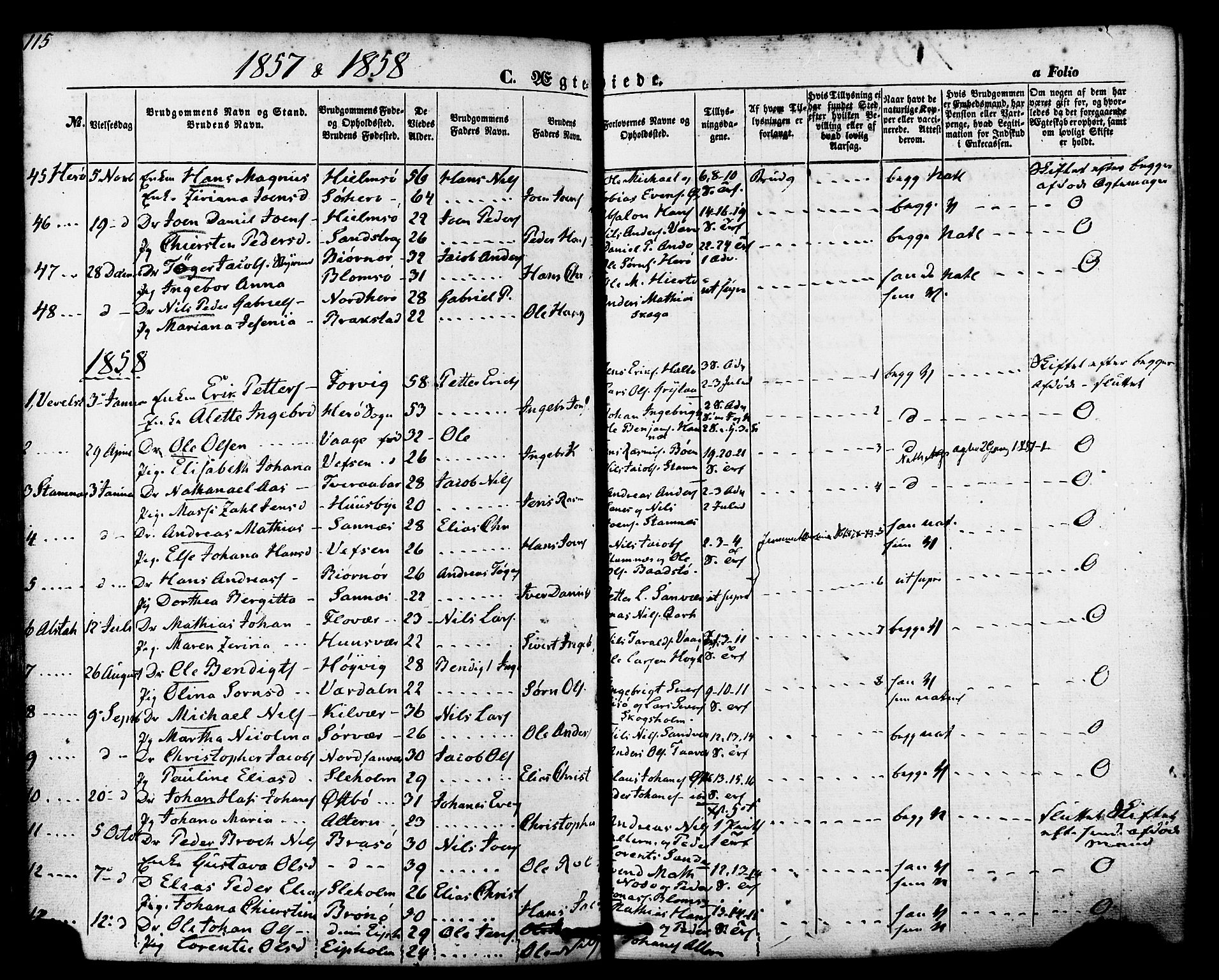 Ministerialprotokoller, klokkerbøker og fødselsregistre - Nordland, SAT/A-1459/830/L0448: Parish register (official) no. 830A12, 1855-1878, p. 115