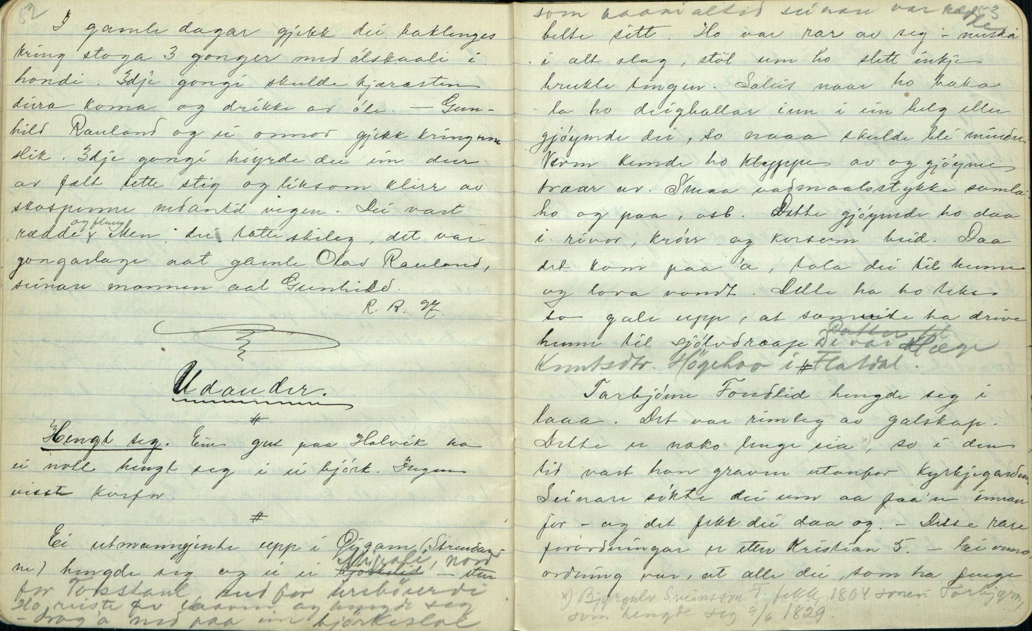 Rikard Berge, TEMU/TGM-A-1003/F/L0001/0005: 001-030 Innholdslister / 2. Erindringer om merkelige begivenheter, slegter, personligheder, 1900, p. 52-53