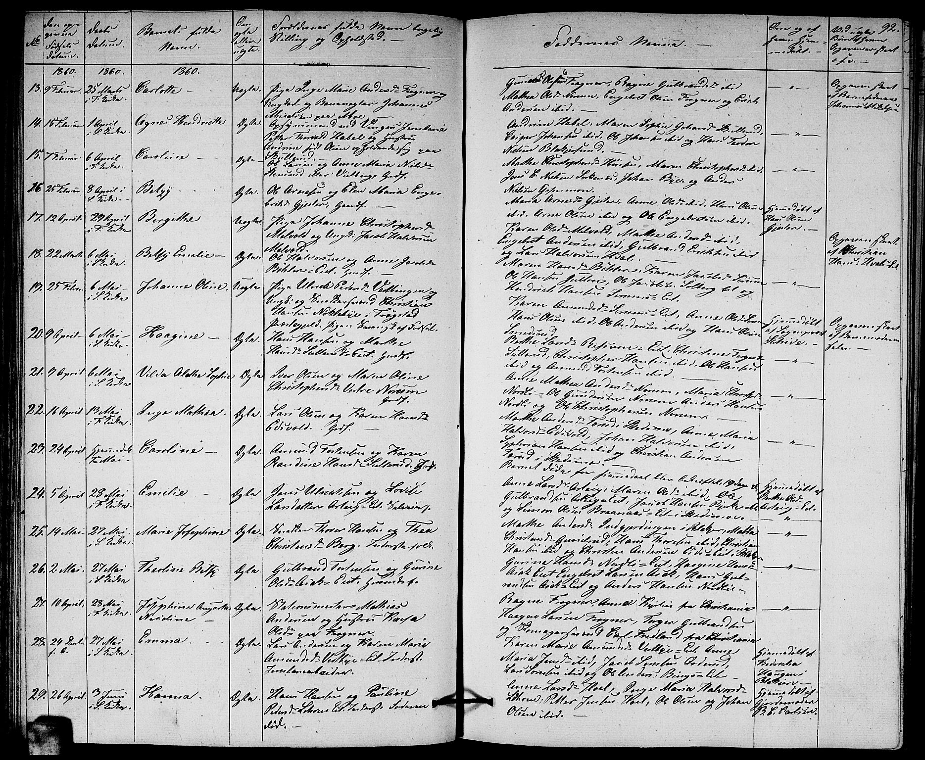 Sørum prestekontor Kirkebøker, AV/SAO-A-10303/G/Ga/L0003: Parish register (copy) no. I 3, 1846-1863, p. 92