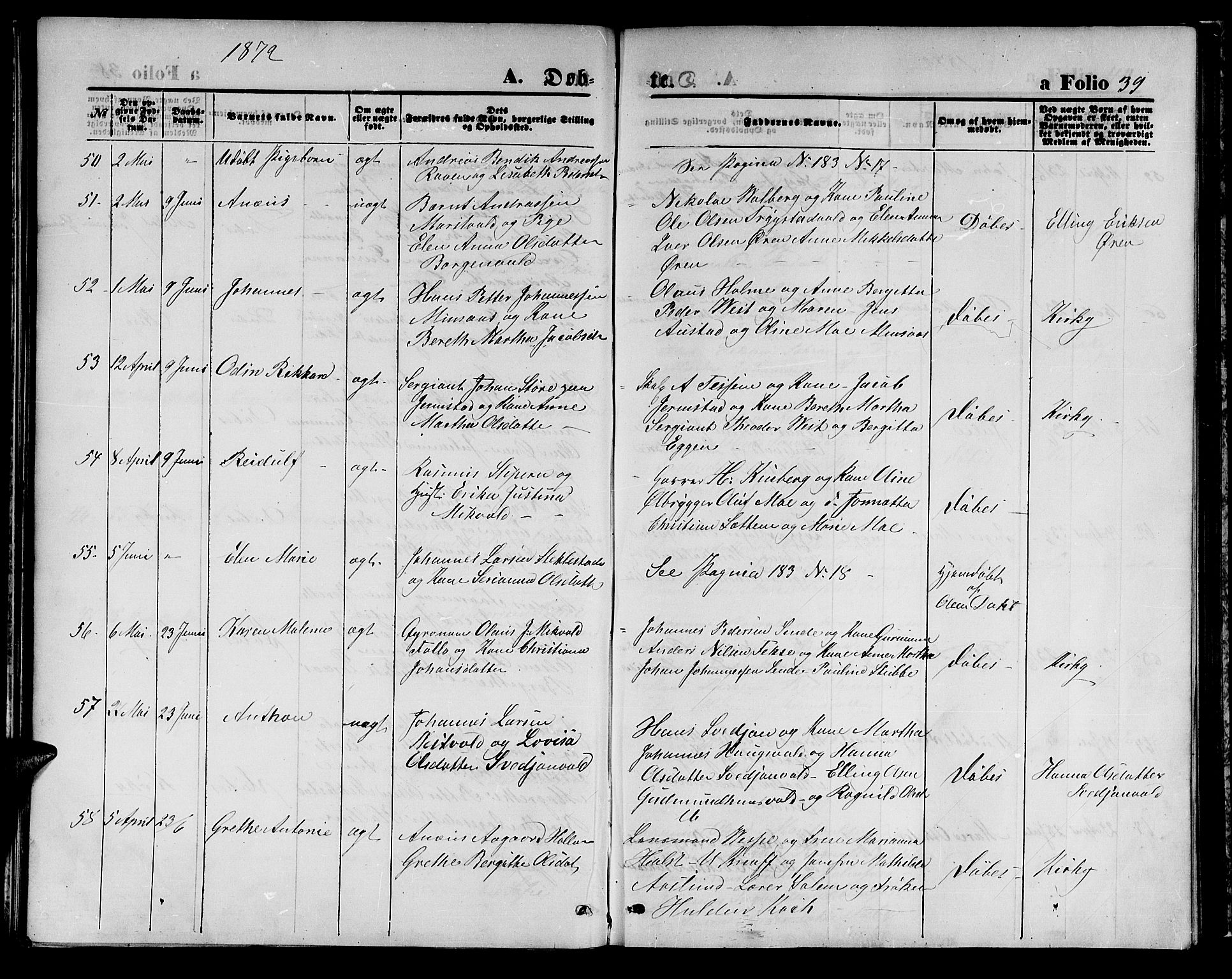 Ministerialprotokoller, klokkerbøker og fødselsregistre - Nord-Trøndelag, AV/SAT-A-1458/723/L0255: Parish register (copy) no. 723C03, 1869-1879, p. 39