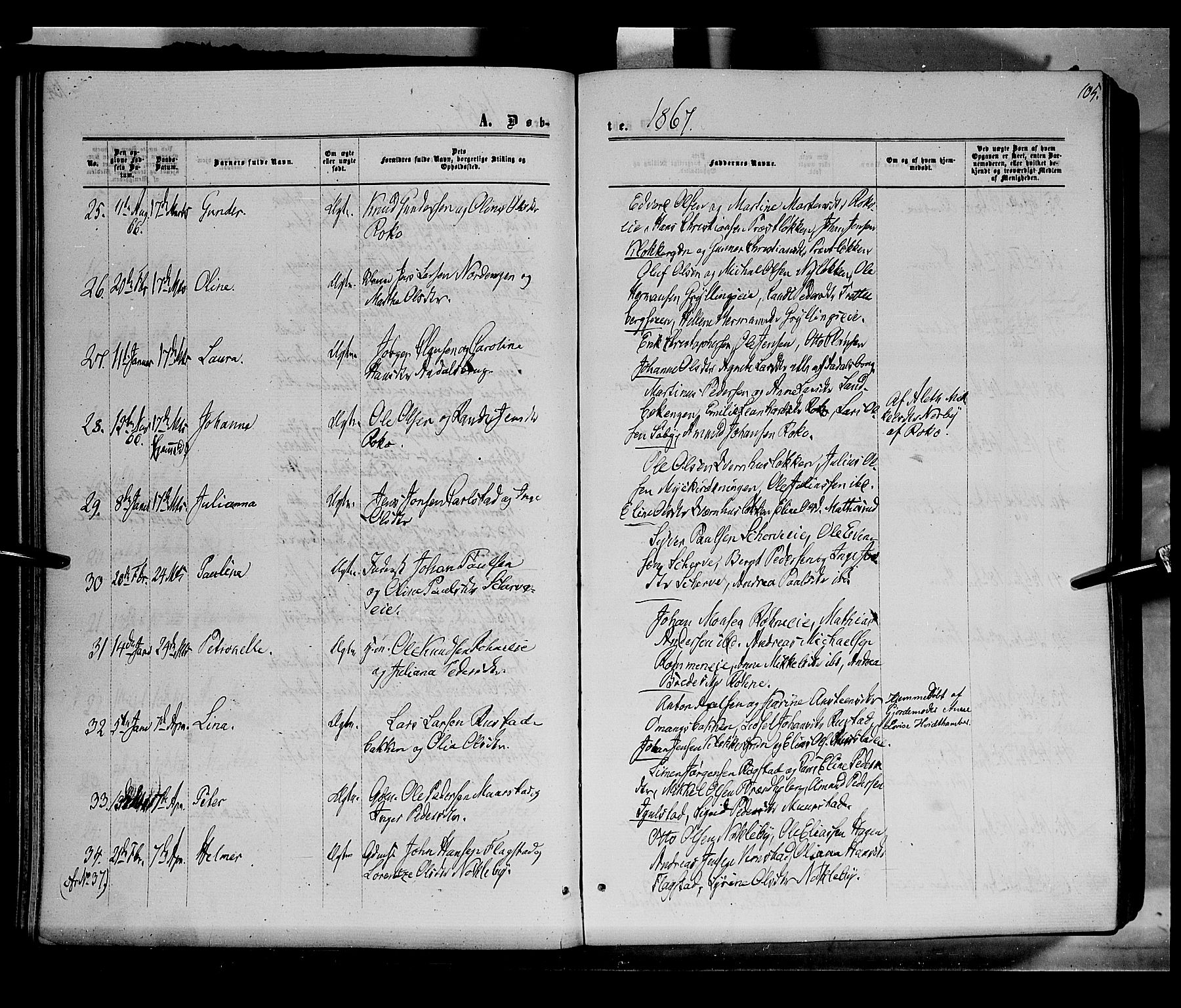 Løten prestekontor, SAH/PREST-022/K/Ka/L0008: Parish register (official) no. 8, 1860-1877, p. 105