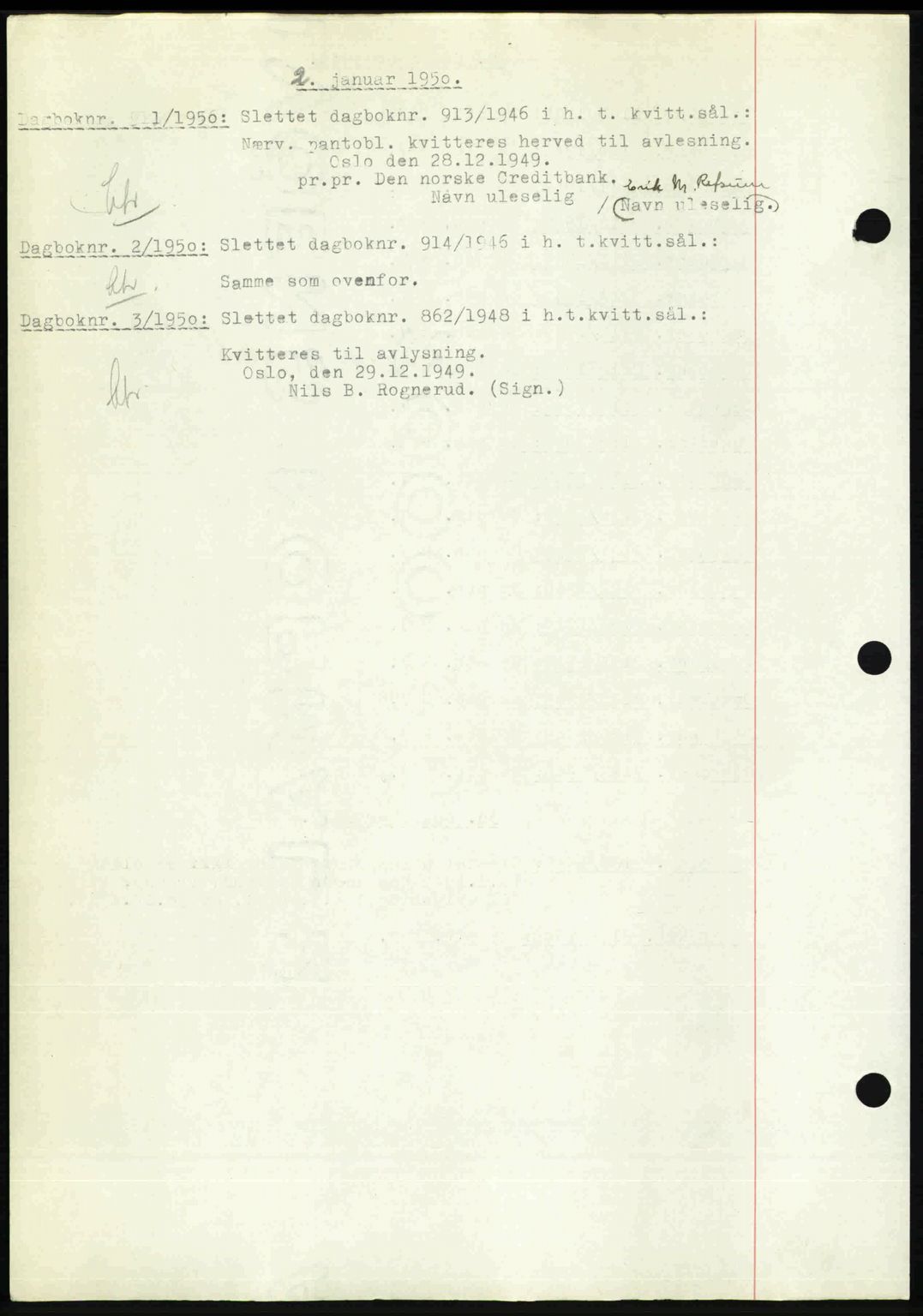 Nedenes sorenskriveri, SAK/1221-0006/G/Gb/Gba/L0062: Mortgage book no. A14, 1949-1950, Diary no: : 1/1950