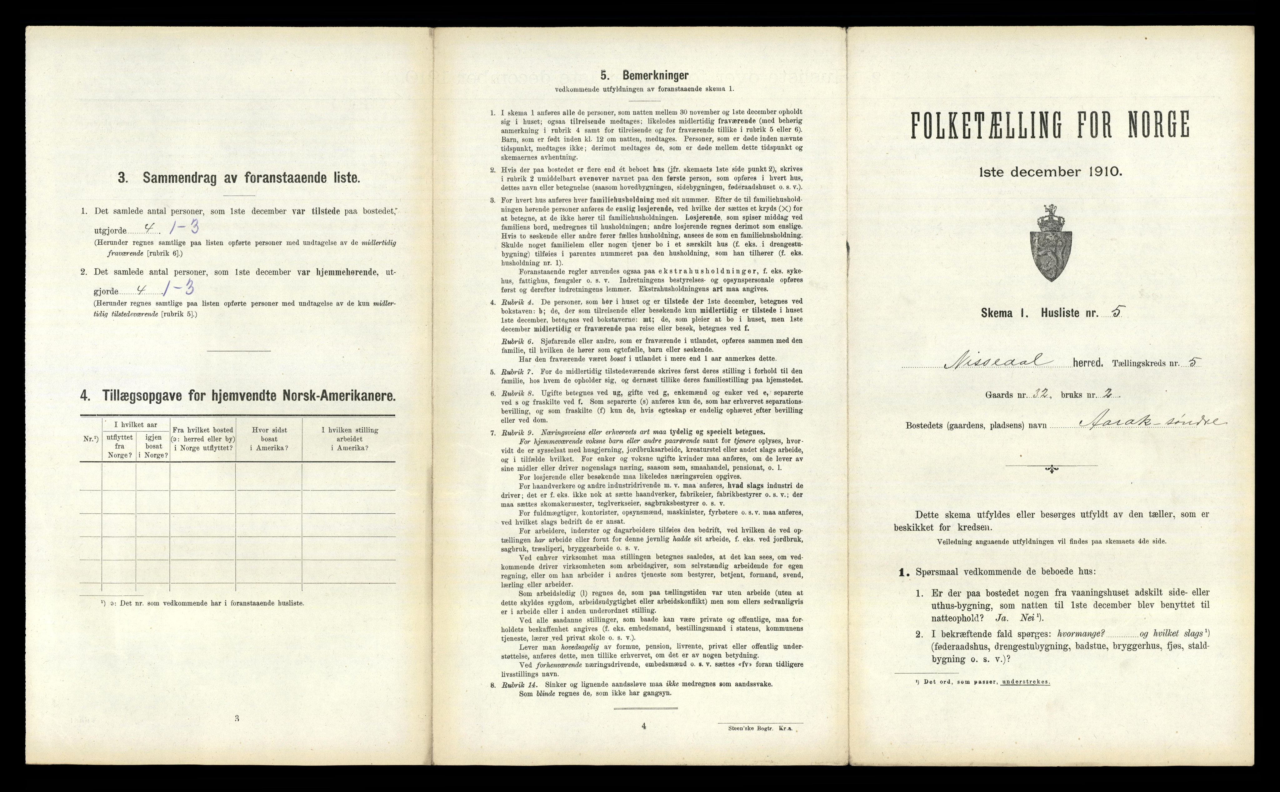 RA, 1910 census for Nissedal, 1910, p. 352