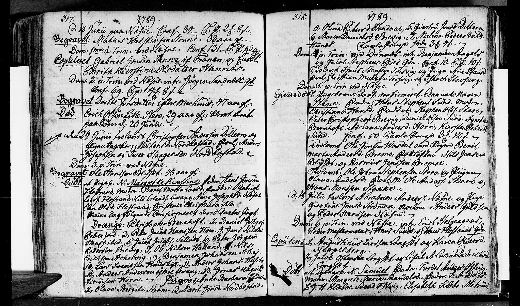Ministerialprotokoller, klokkerbøker og fødselsregistre - Nordland, SAT/A-1459/838/L0544: Parish register (official) no. 838A03, 1770-1791, p. 317-318