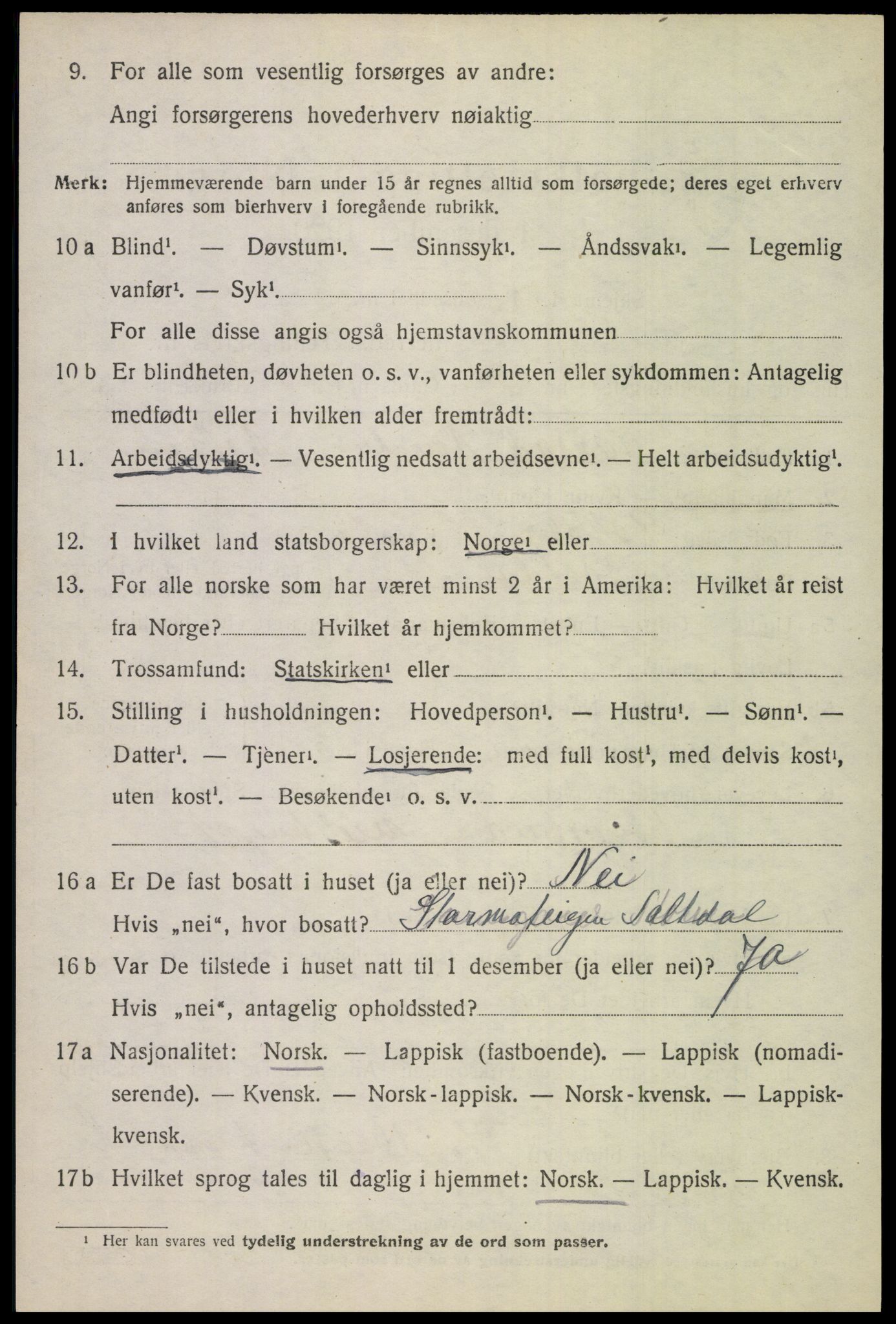 SAT, 1920 census for Saltdal, 1920, p. 7368