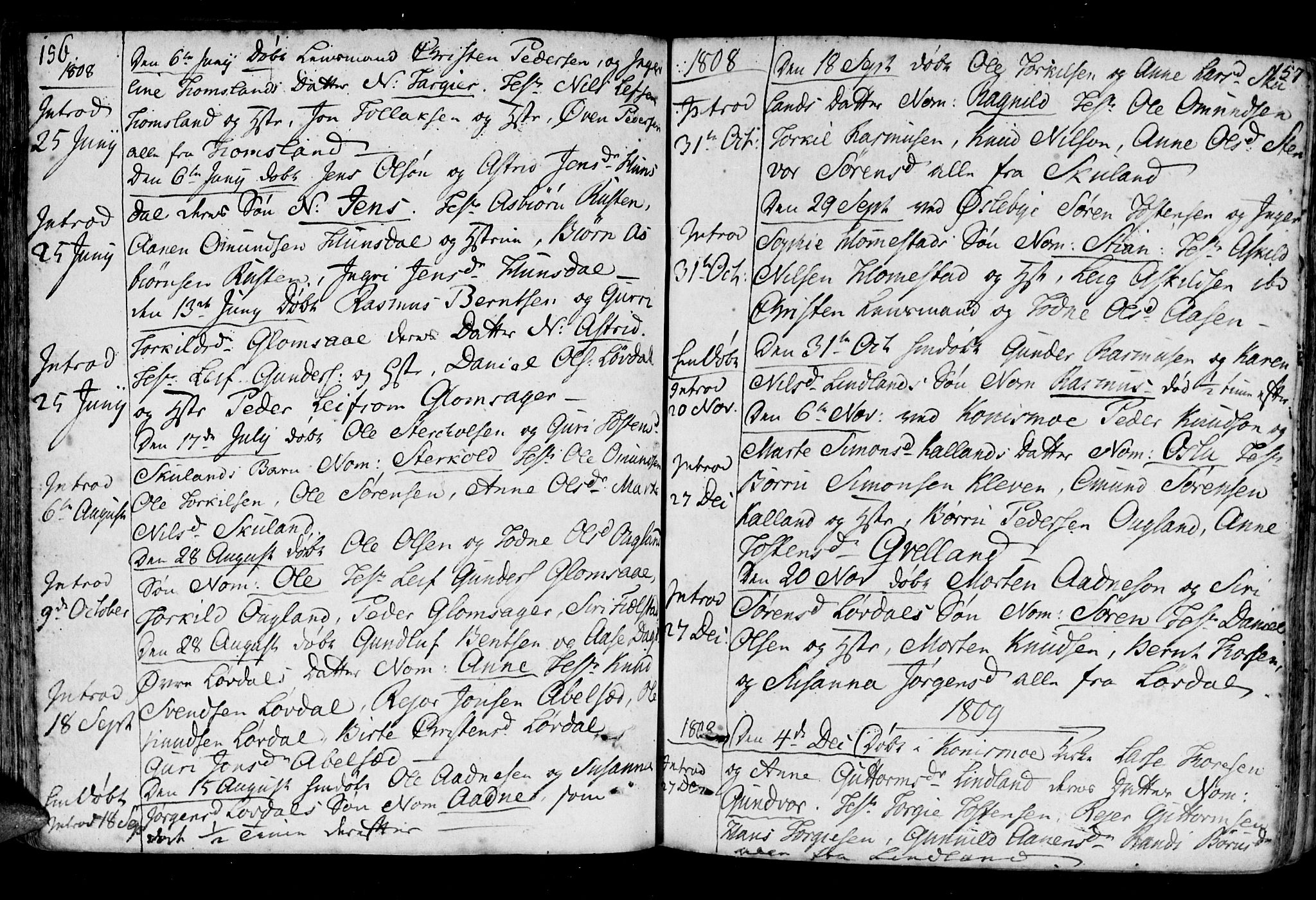 Holum sokneprestkontor, AV/SAK-1111-0022/F/Fa/Fab/L0004: Parish register (official) no. A 4, 1774-1847, p. 156-157