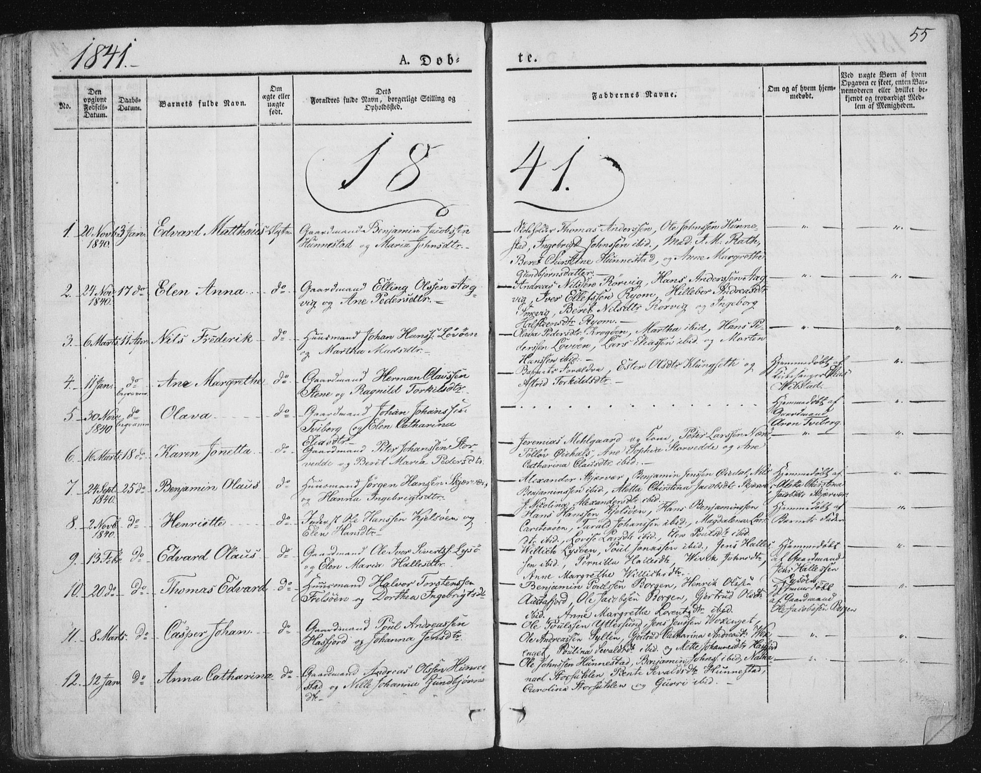 Ministerialprotokoller, klokkerbøker og fødselsregistre - Nord-Trøndelag, AV/SAT-A-1458/784/L0669: Parish register (official) no. 784A04, 1829-1859, p. 55