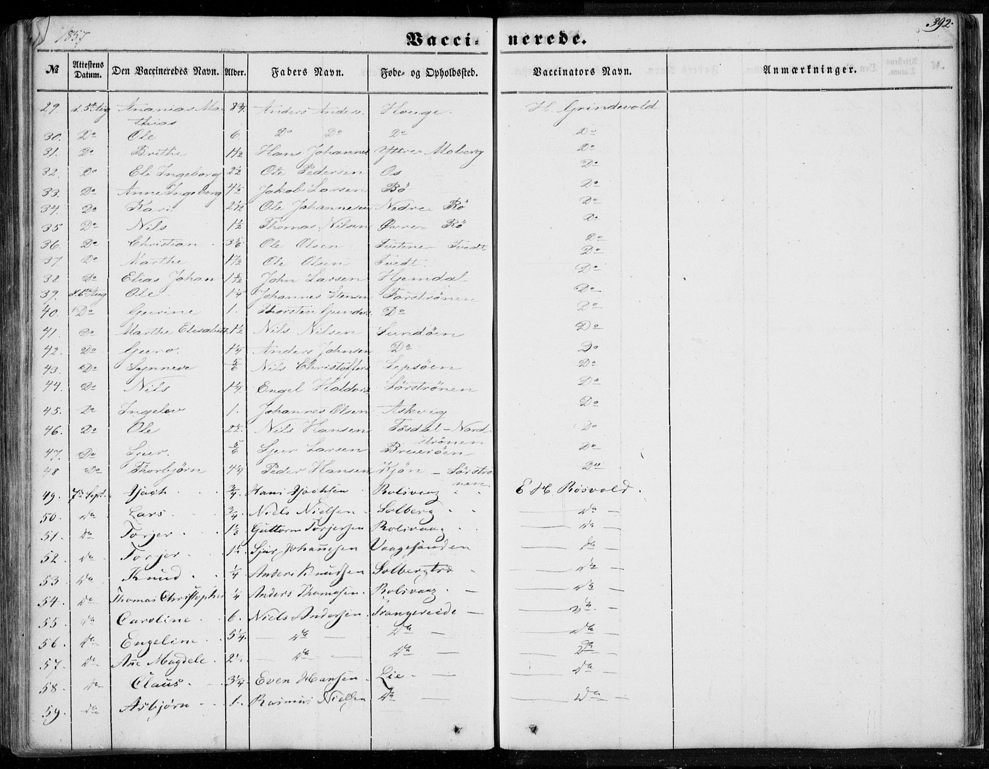 Os sokneprestembete, SAB/A-99929: Parish register (official) no. A 16, 1851-1859, p. 392