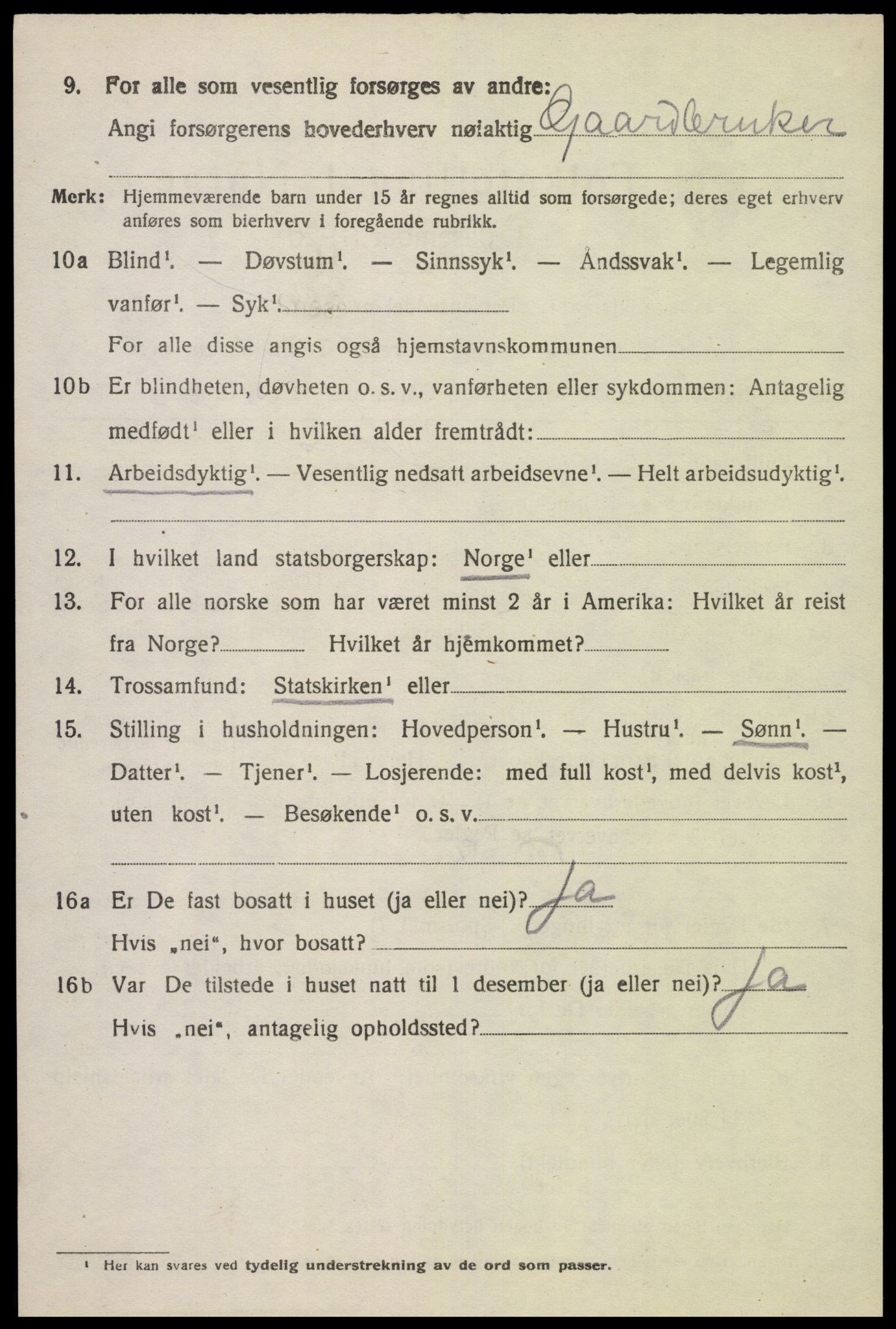 SAK, 1920 census for Feda, 1920, p. 888