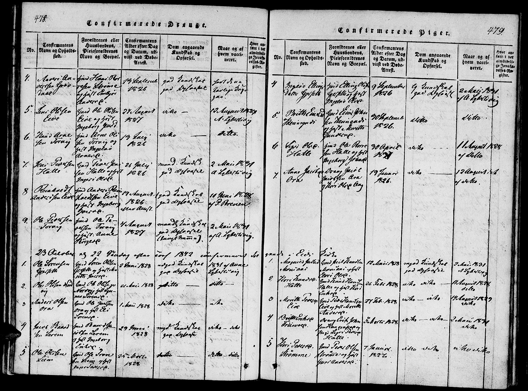 Ministerialprotokoller, klokkerbøker og fødselsregistre - Møre og Romsdal, SAT/A-1454/542/L0551: Parish register (official) no. 542A01, 1818-1853, p. 478-479