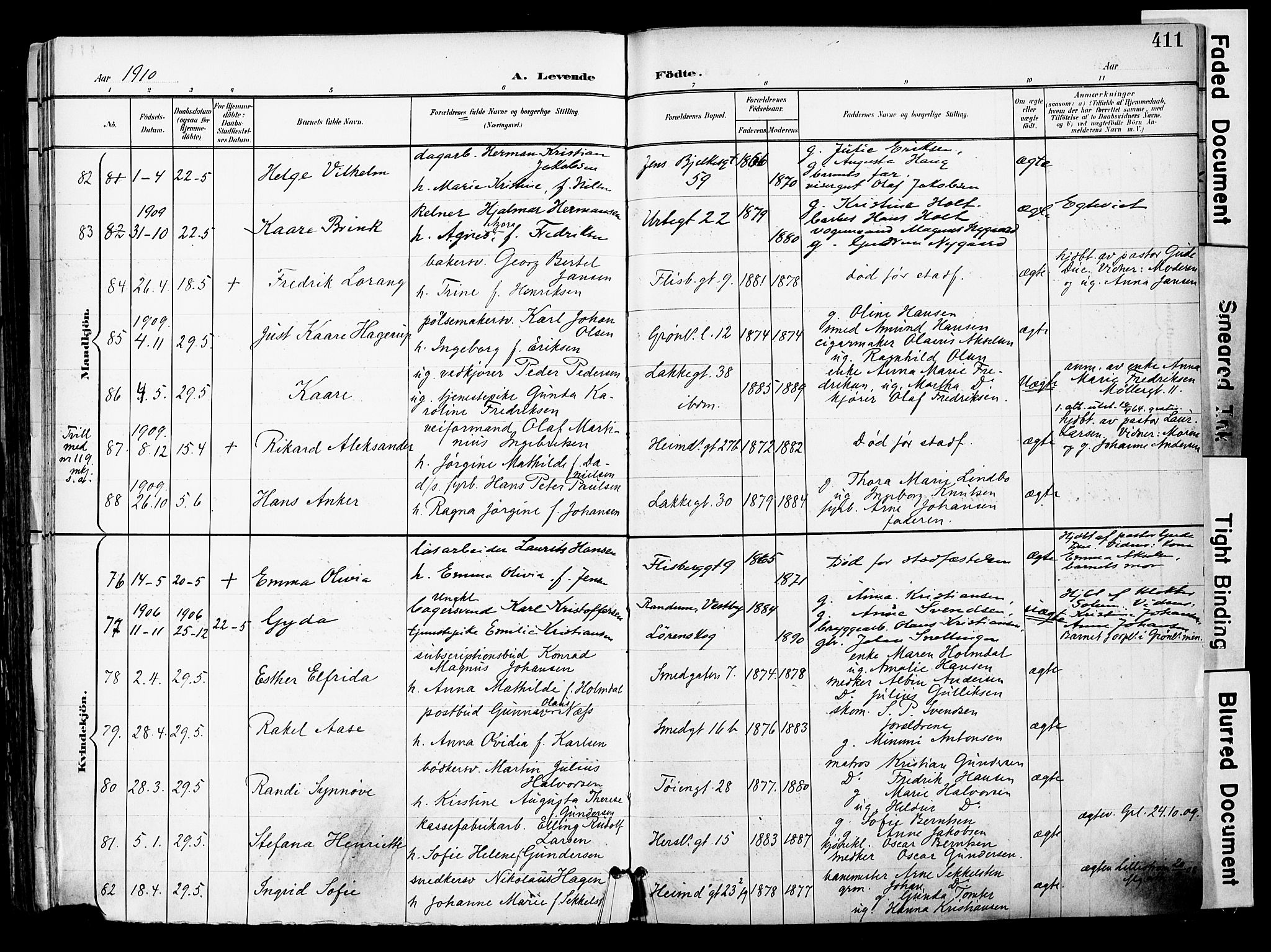 Grønland prestekontor Kirkebøker, SAO/A-10848/F/Fa/L0014: Parish register (official) no. 14, 1900-1911, p. 411