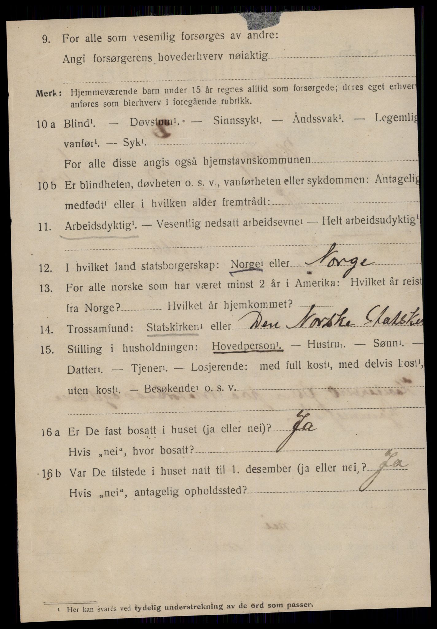 SAT, 1920 census for Hopen, 1920, p. 463