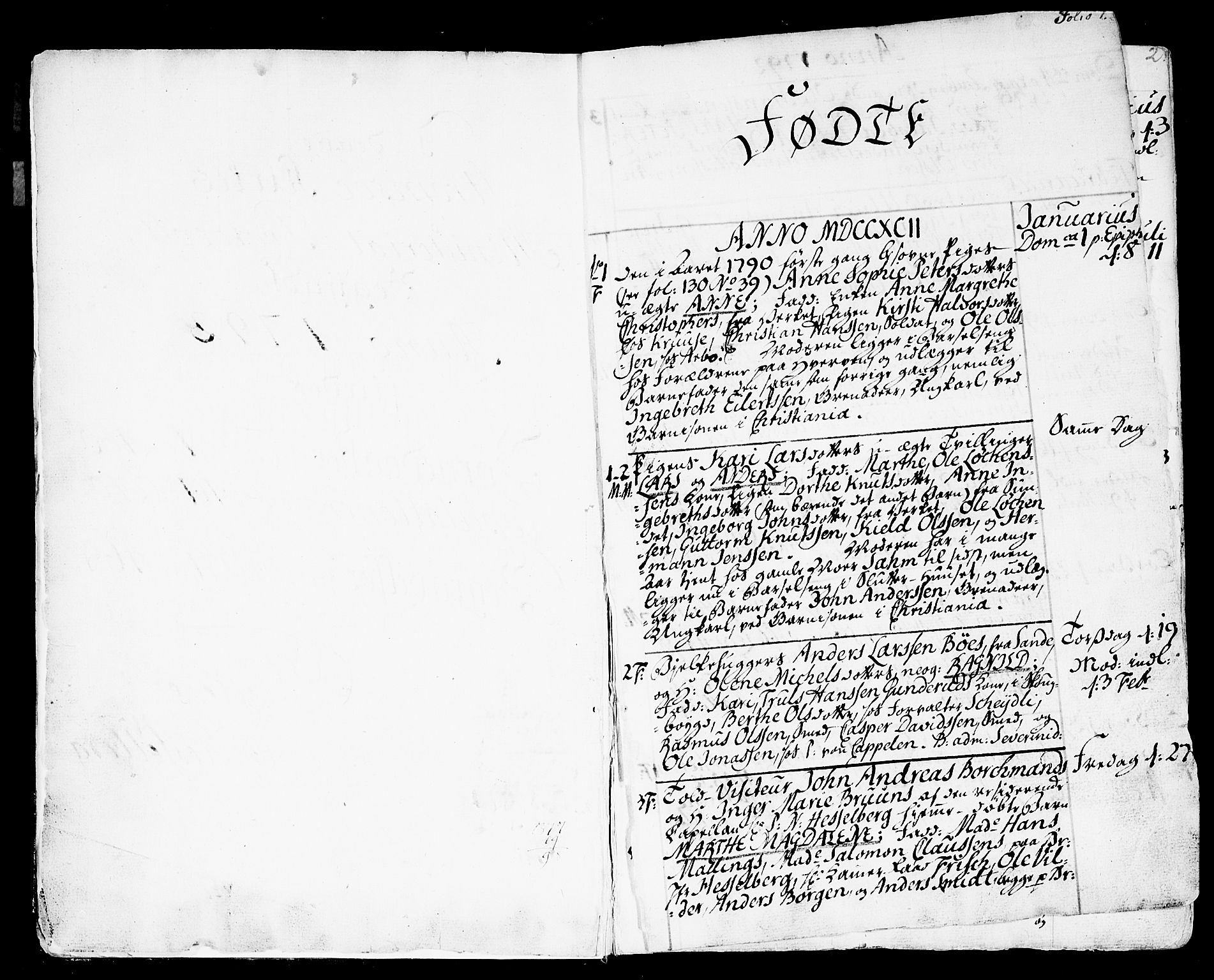 Strømsø kirkebøker, AV/SAKO-A-246/F/Fa/L0010: Parish register (official) no. I 10, 1792-1822, p. 1