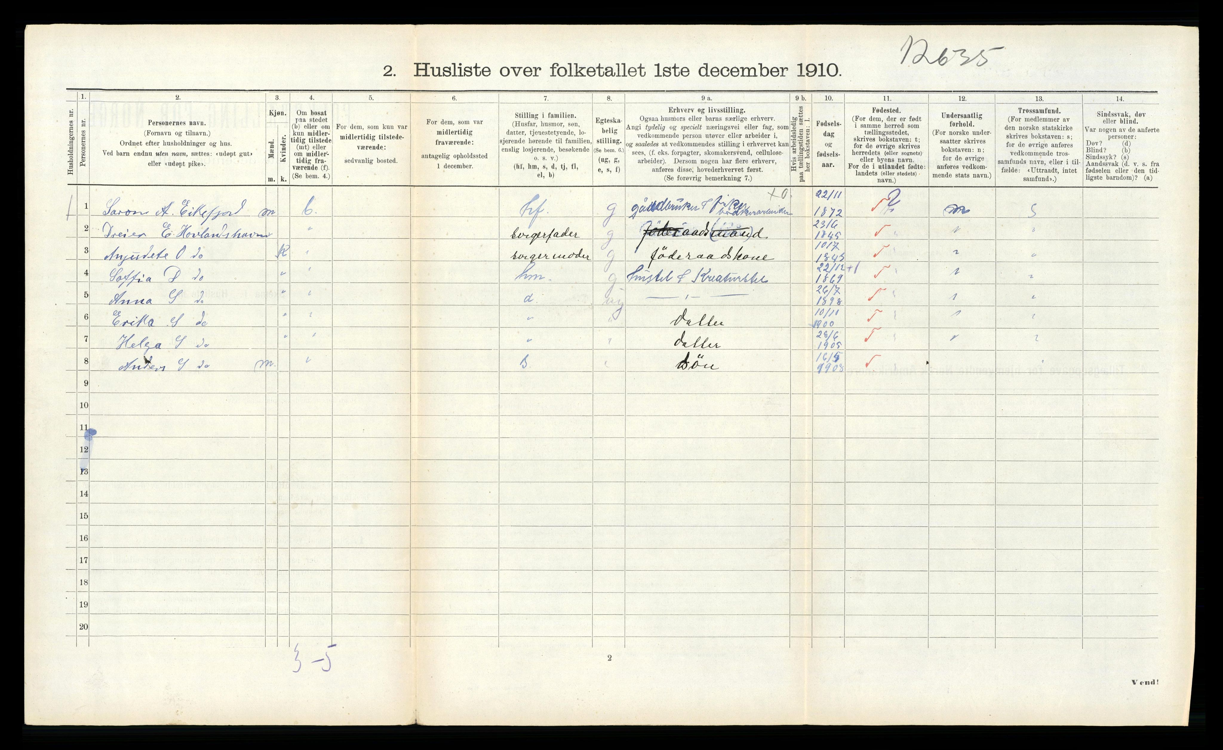 RA, 1910 census for Kinn, 1910, p. 1471
