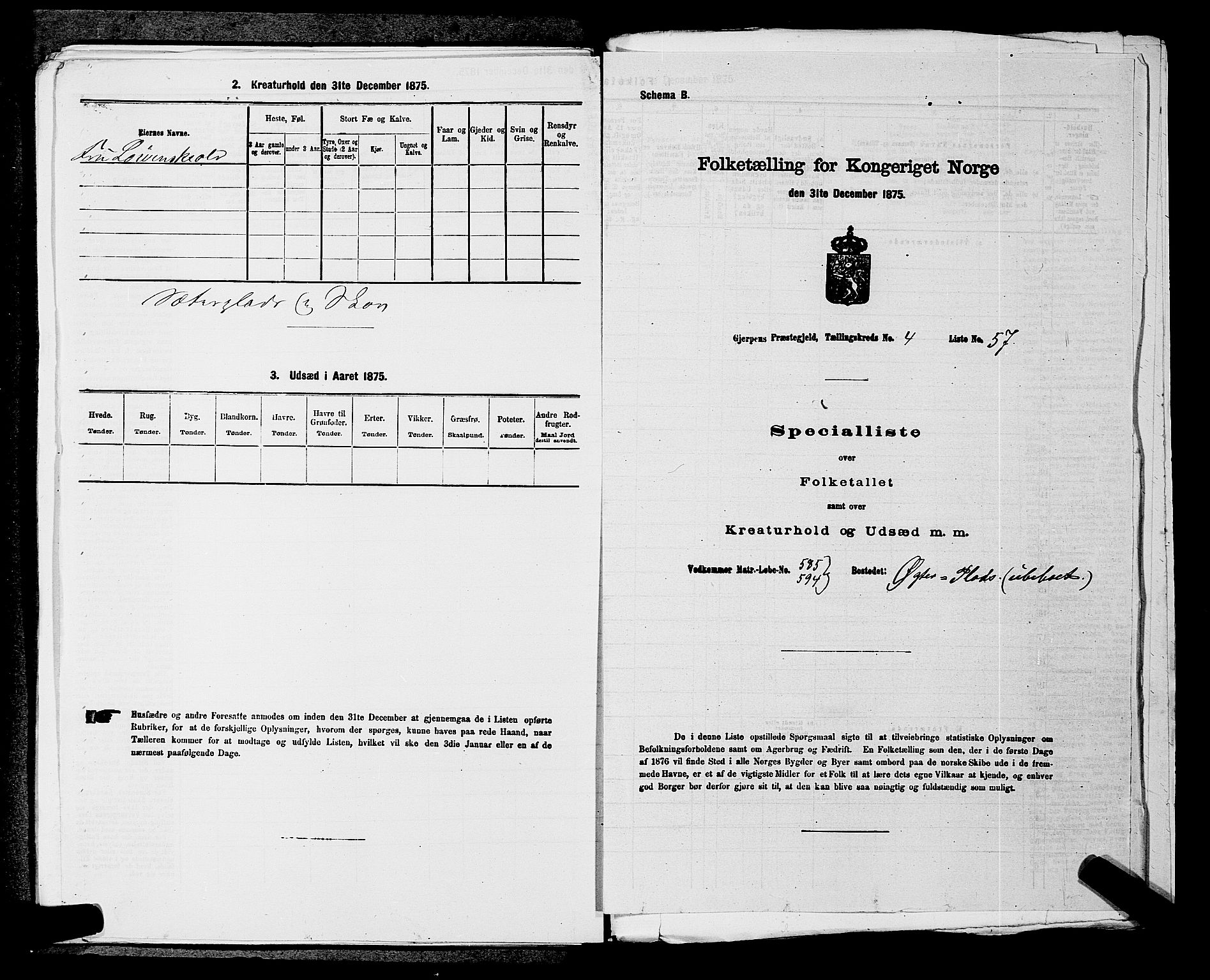 SAKO, 1875 census for 0812P Gjerpen, 1875, p. 586