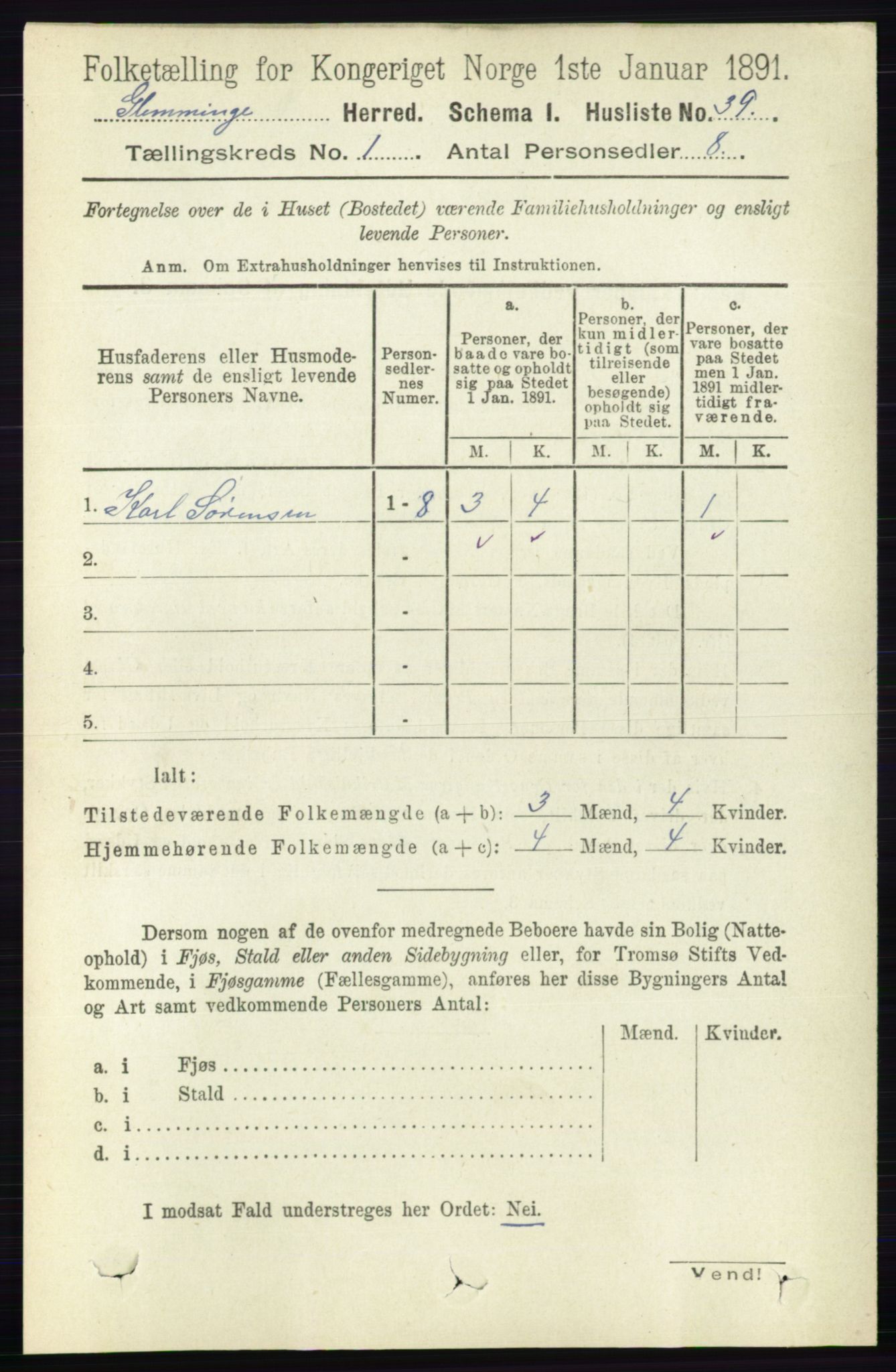 RA, 1891 census for 0132 Glemmen, 1891, p. 83