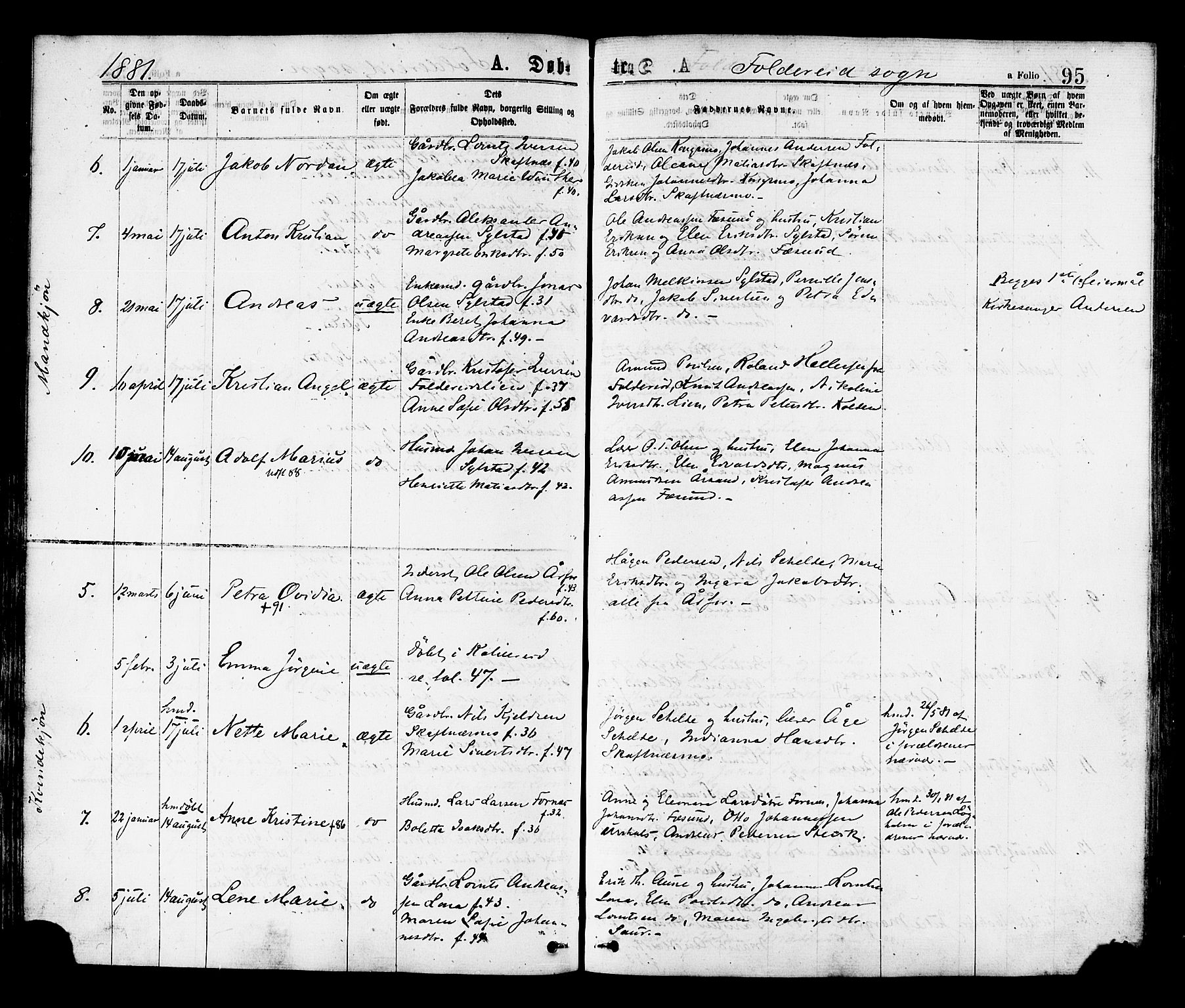 Ministerialprotokoller, klokkerbøker og fødselsregistre - Nord-Trøndelag, AV/SAT-A-1458/780/L0642: Parish register (official) no. 780A07 /2, 1878-1885, p. 95