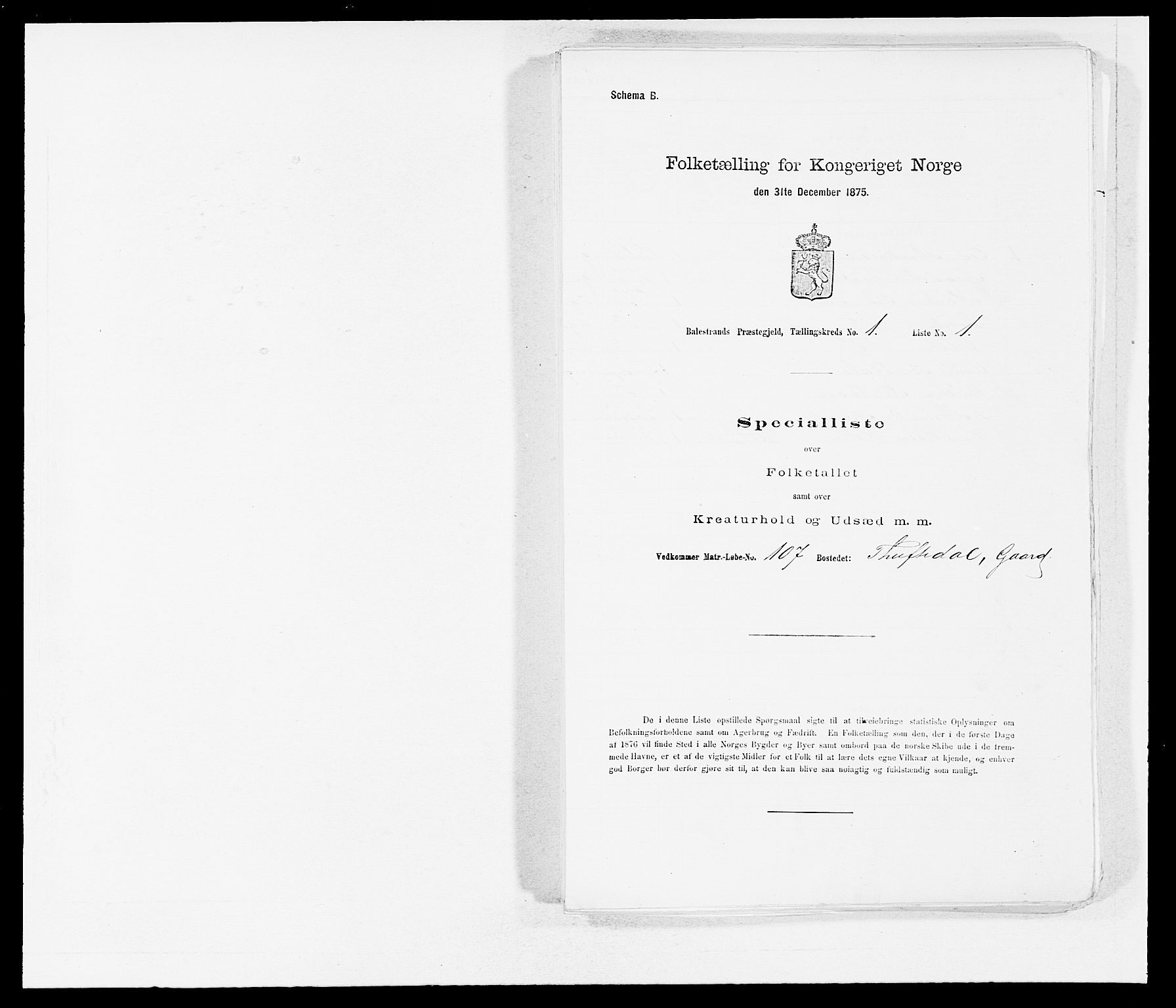 SAB, 1875 census for 1418P Balestrand, 1875, p. 19